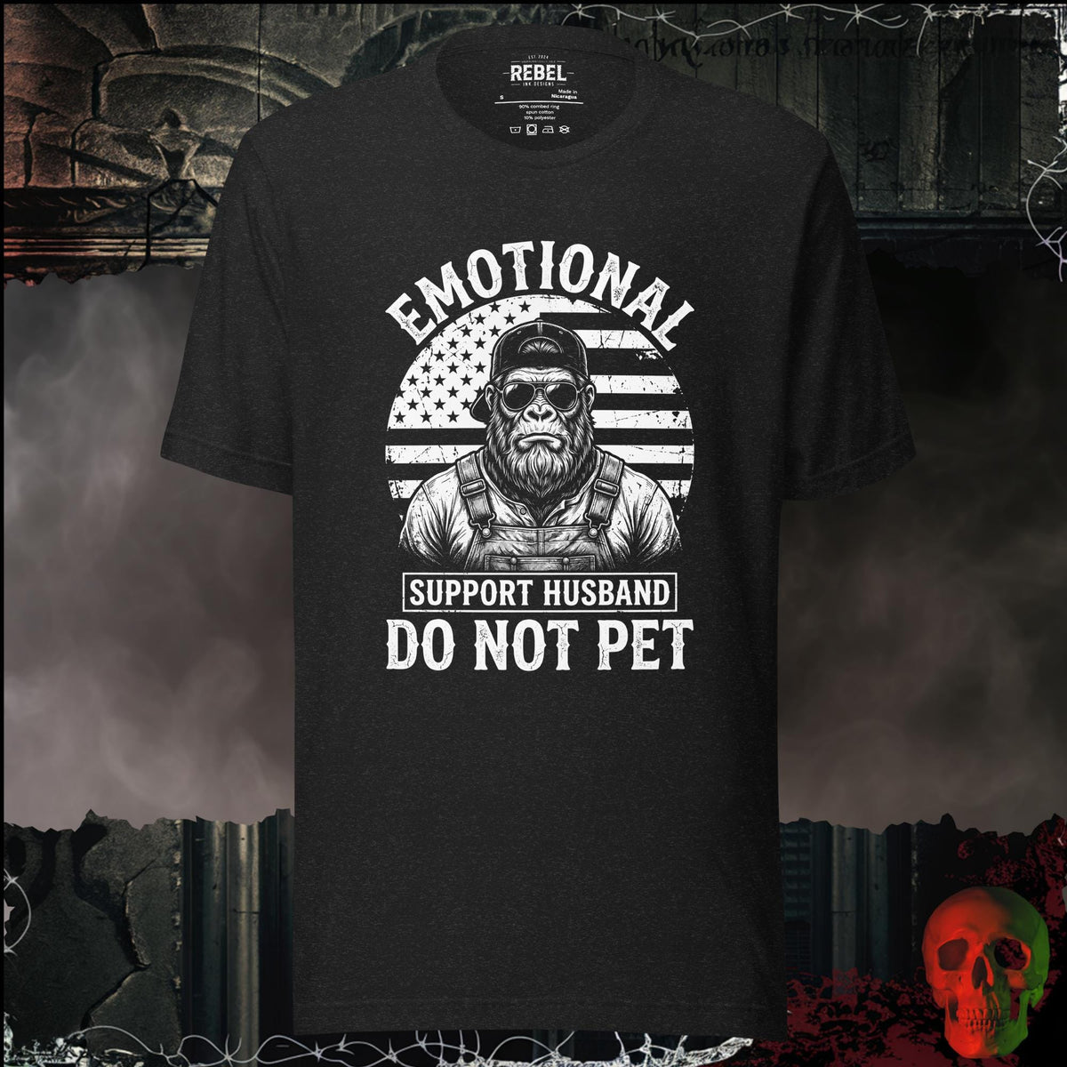 T-Shirt Black Heather / S Emotional Support Husband Do Not Pet Graphic Tee | Rebel Ink Designs
