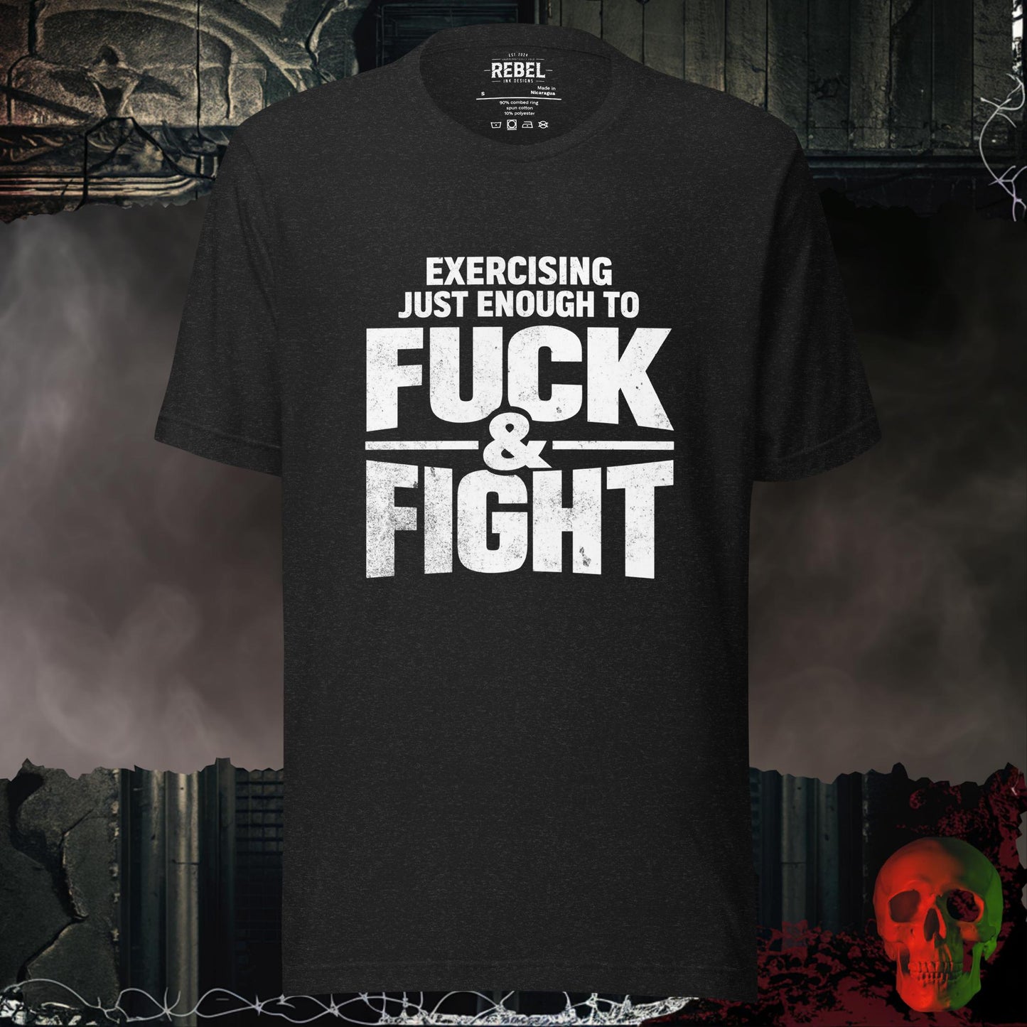 T-Shirt Black Heather / S Exercising to F@ck & Fight Tee