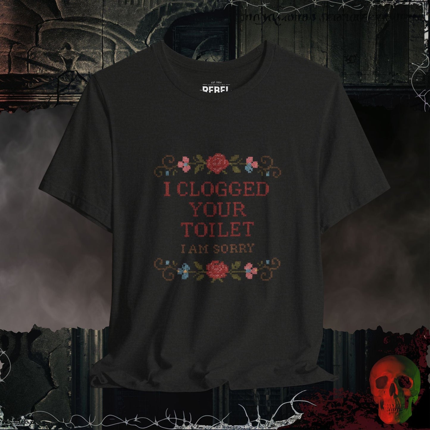 T-Shirt Black Heather / S Floral Apology Toilet Tee