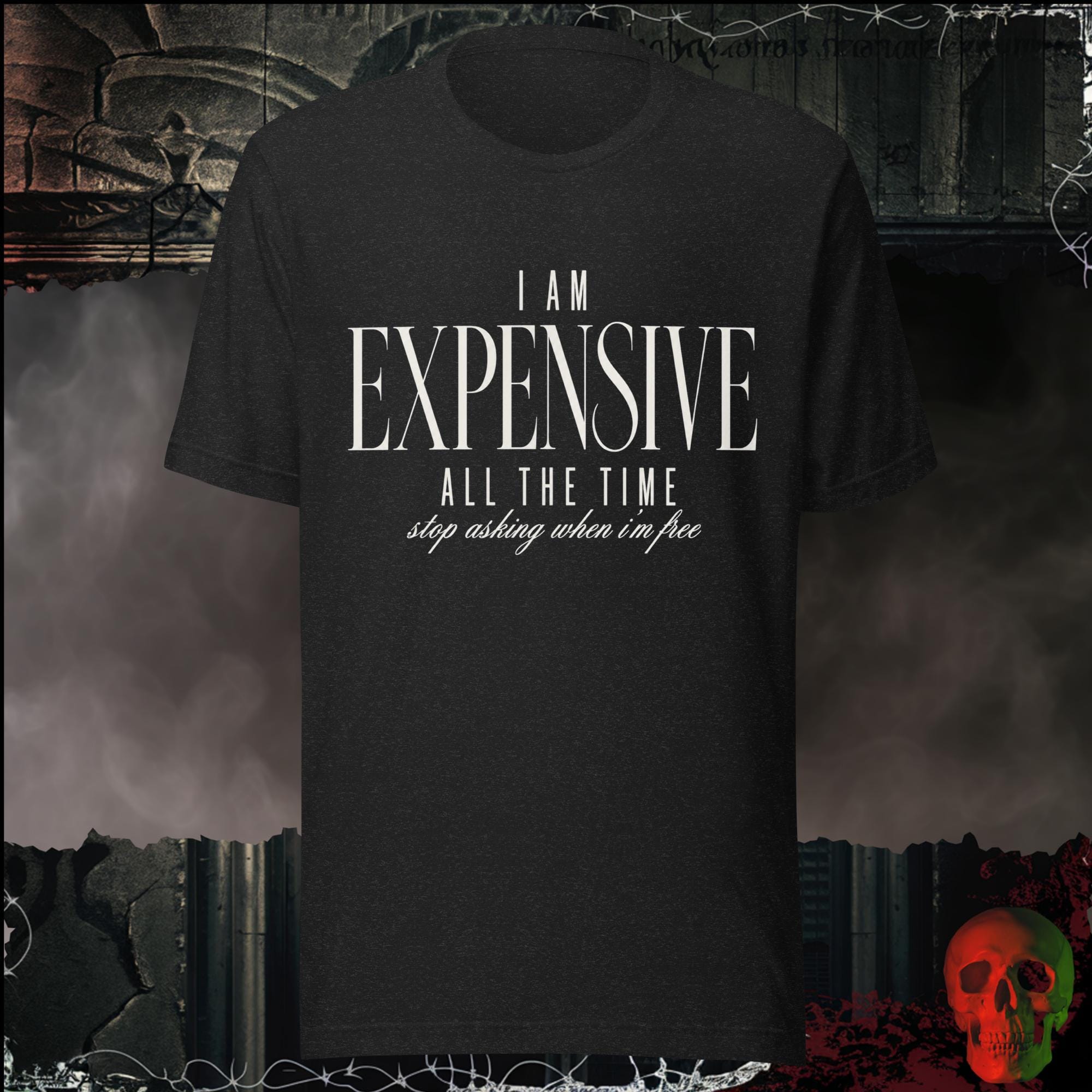 T-Shirt Black Heather / S I Am Expensive All The Time Stop Asking When I'm Free Graphic Tee | Rebel Ink Designs