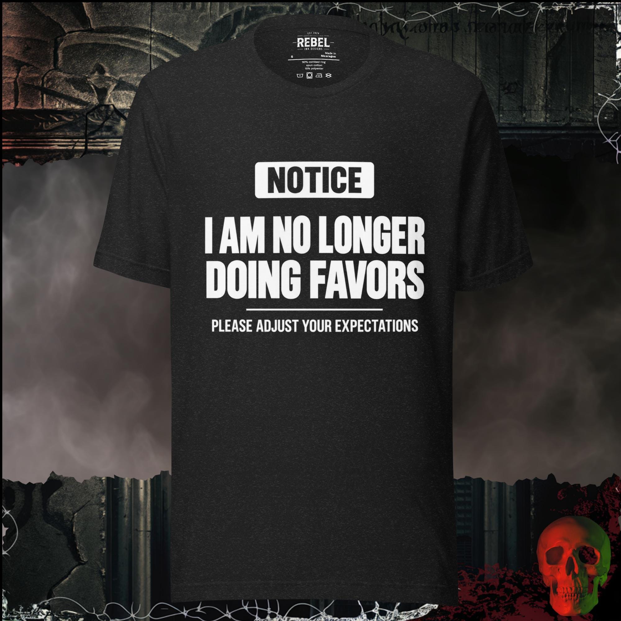 T-Shirt Black Heather / S I Am No Longer Doing Favors Graphic Tee | Rebel Ink Designs