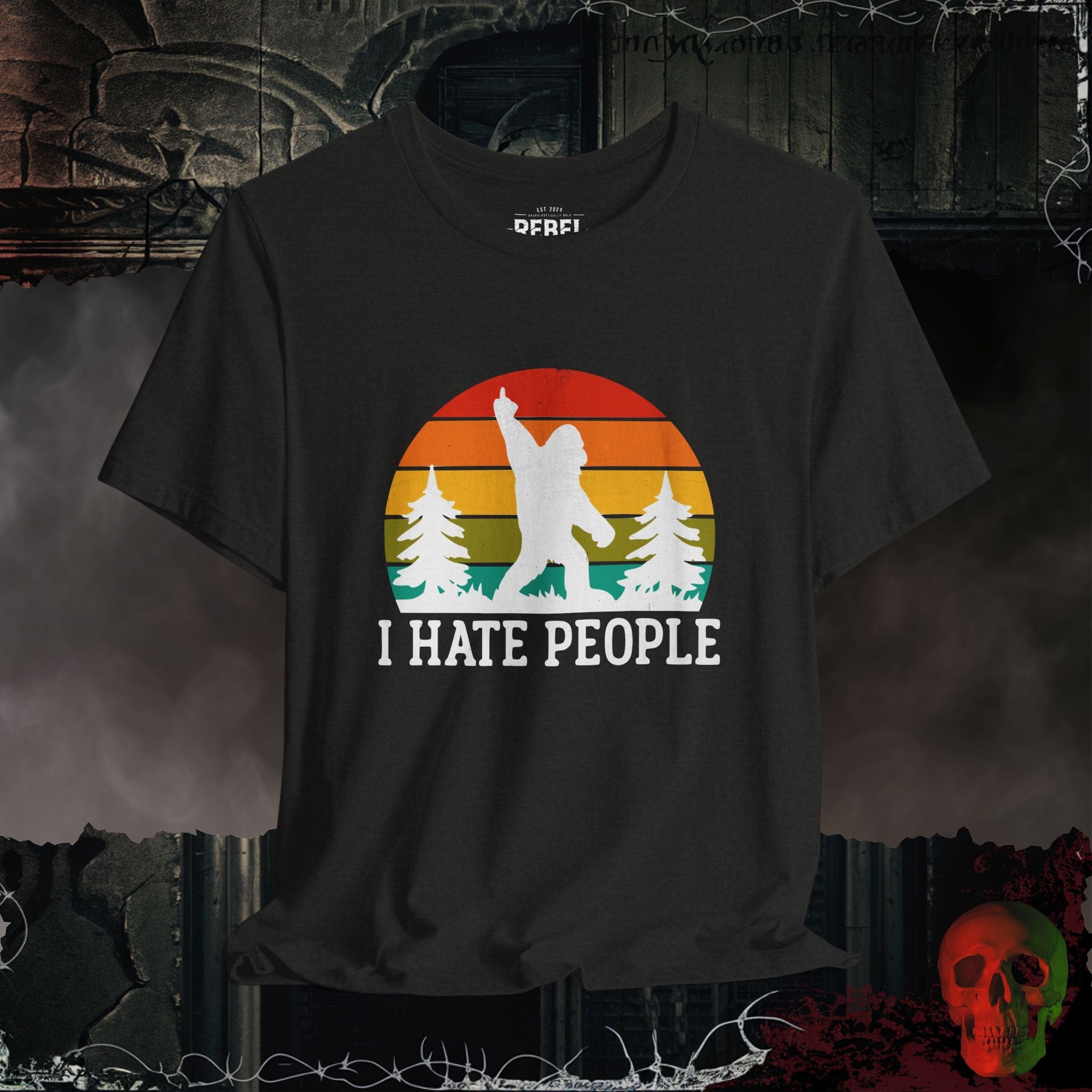 T-Shirt Black Heather / S I Hate People – Bigfoot Sunset Tee