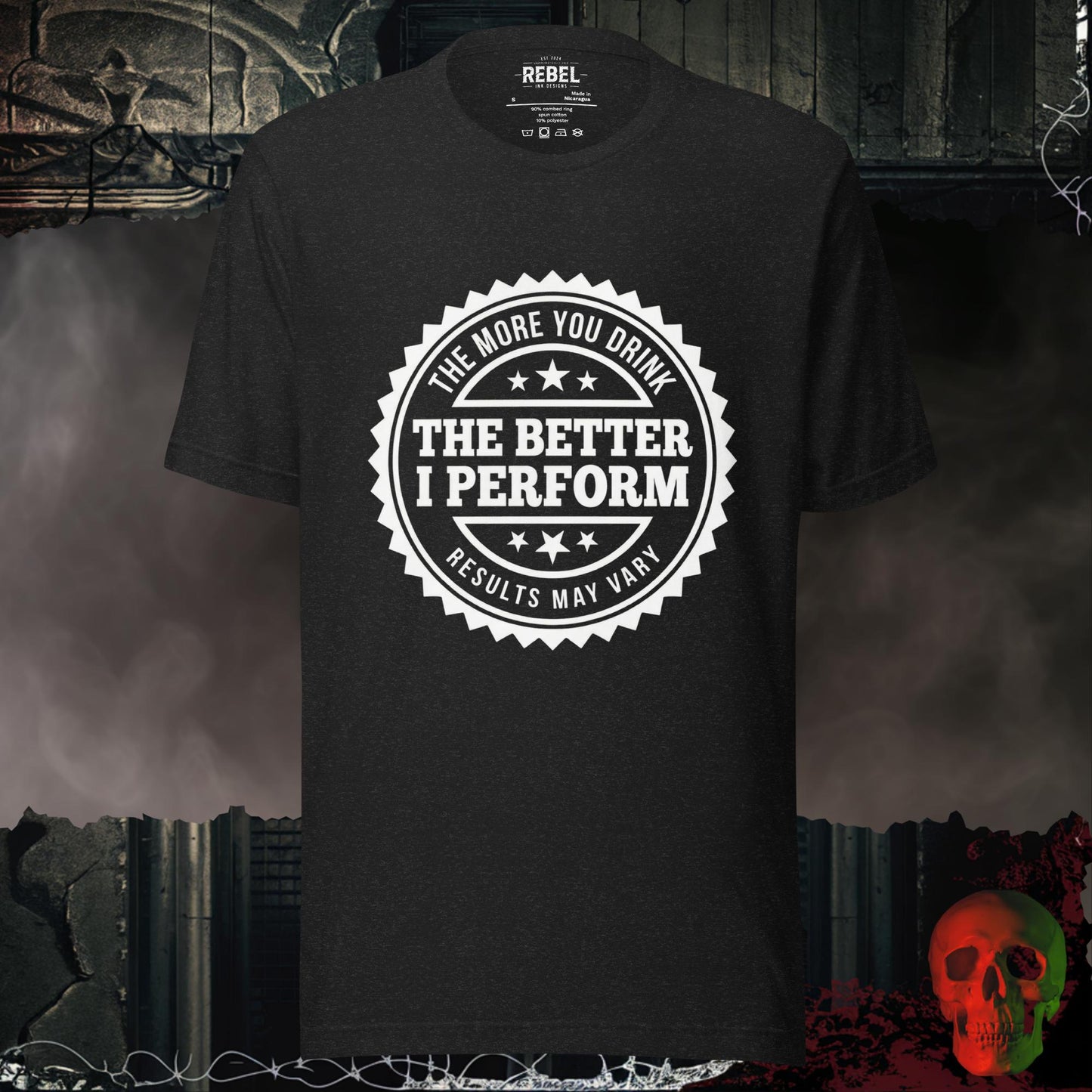 T-Shirt Black Heather / S More Drinking Better Performance Tee