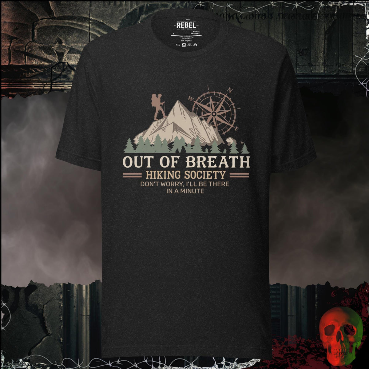 T-Shirt Black Heather / S Out of Breath Hiking Society Graphic Tee | Rebel Ink Designs