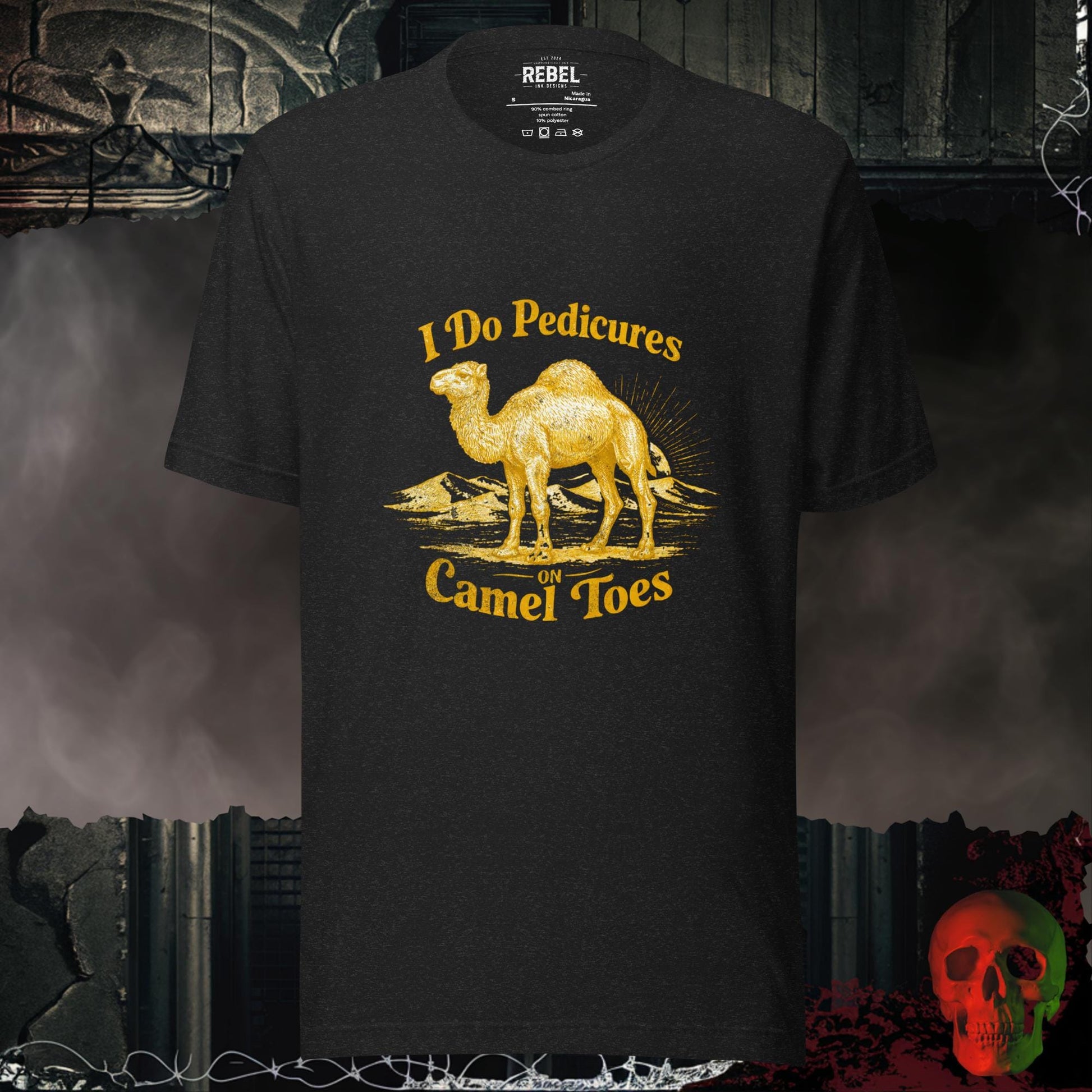 T-Shirt Black Heather / S Pedicures on Camel Toes Tee