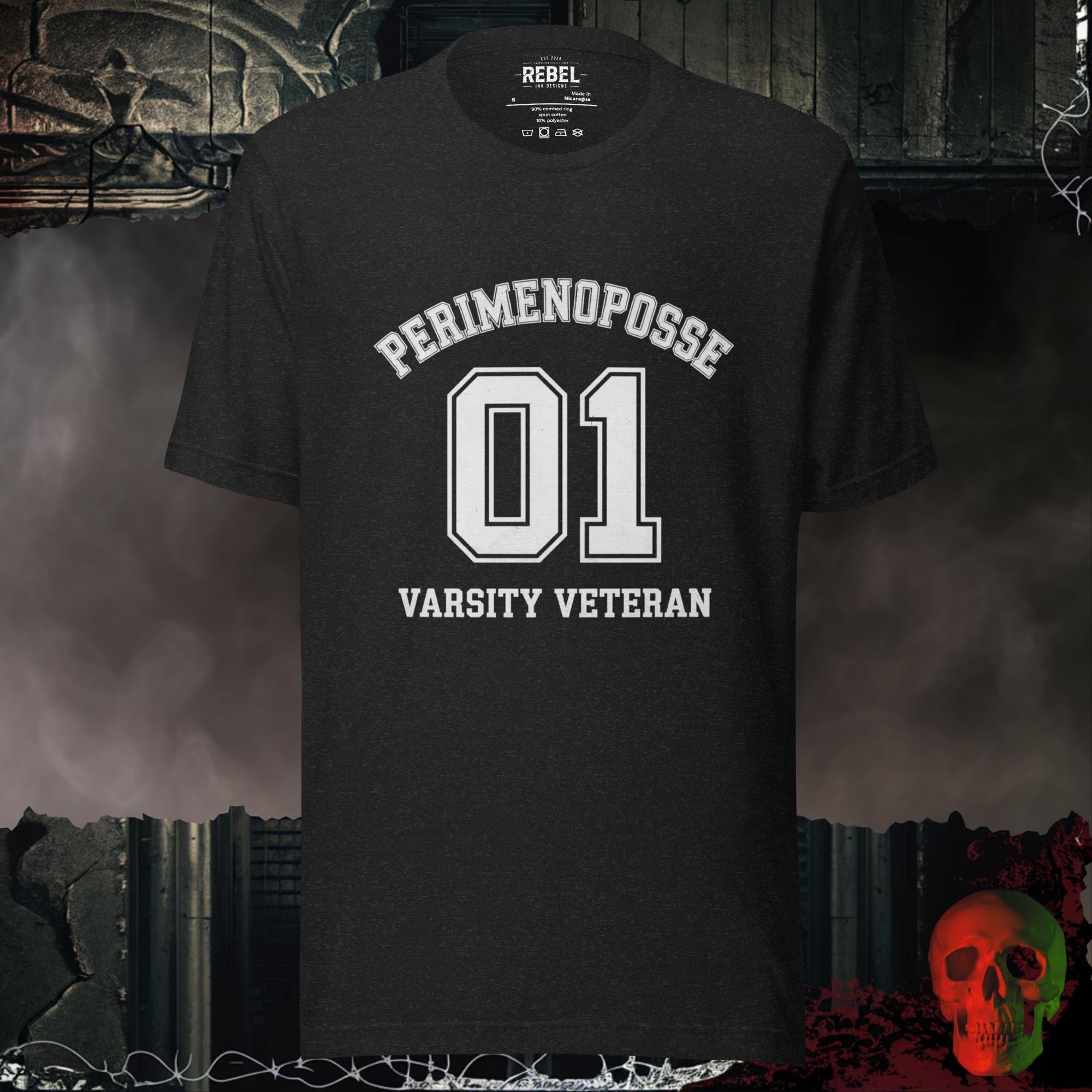 T-Shirt Black Heather / S Perimenoposse Varsity Veteran Tee