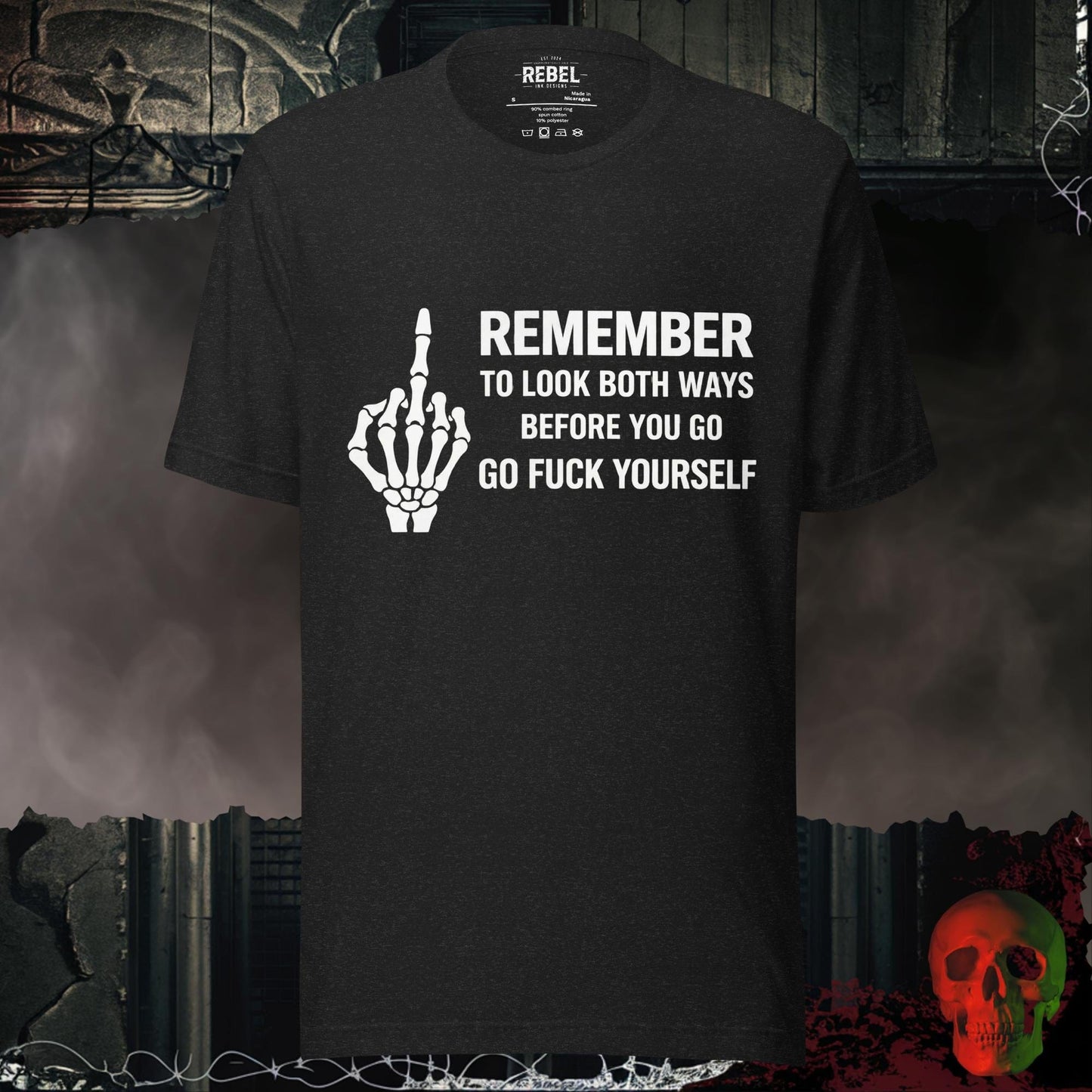 T-Shirt Black Heather / S Remember to Look Both Ways Tee