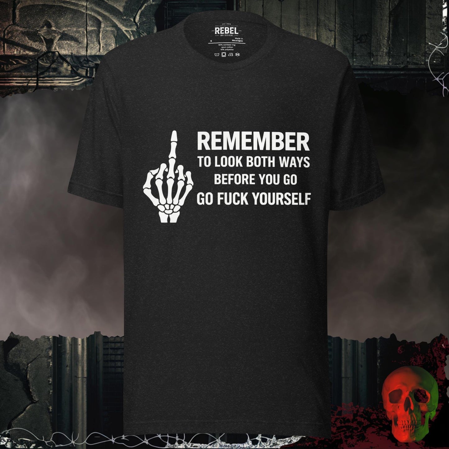 T-Shirt Black Heather / S Remember to Look Both Ways Tee