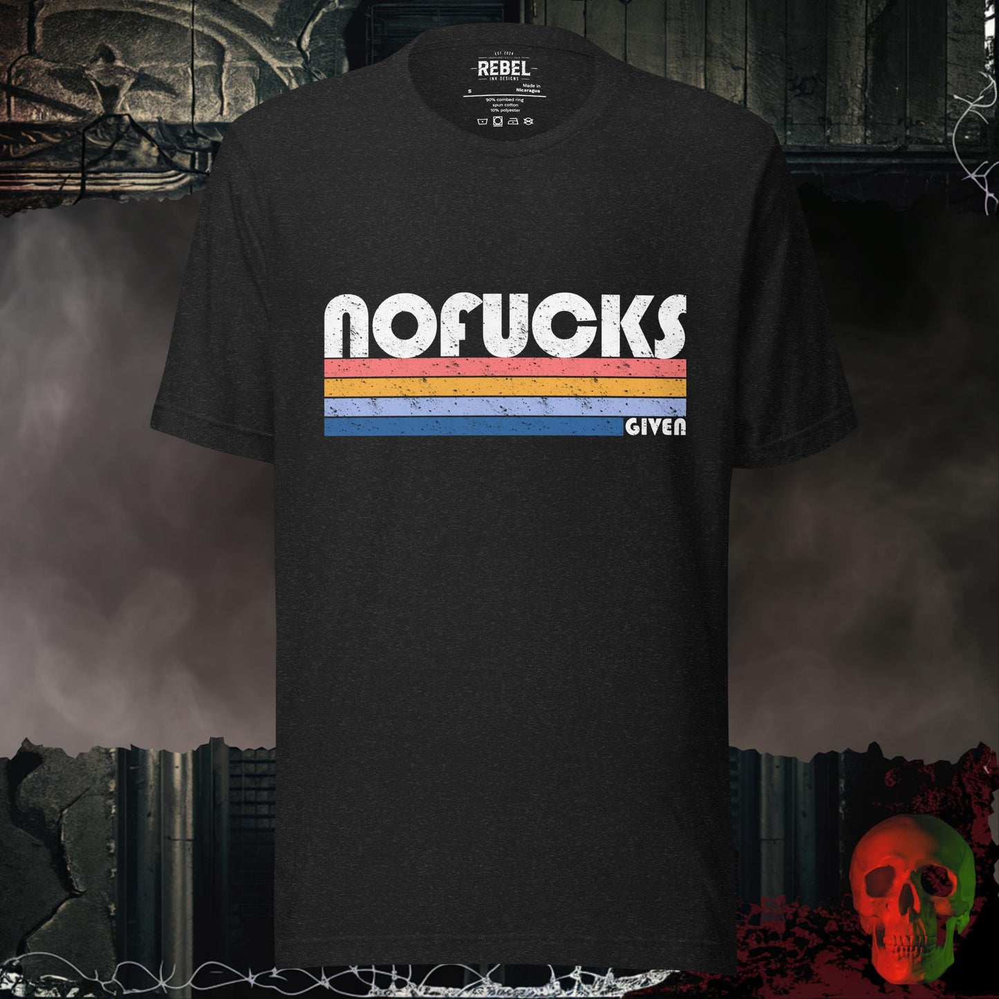 T-Shirt Black Heather / S Retro No F*cks Given T-Shirt