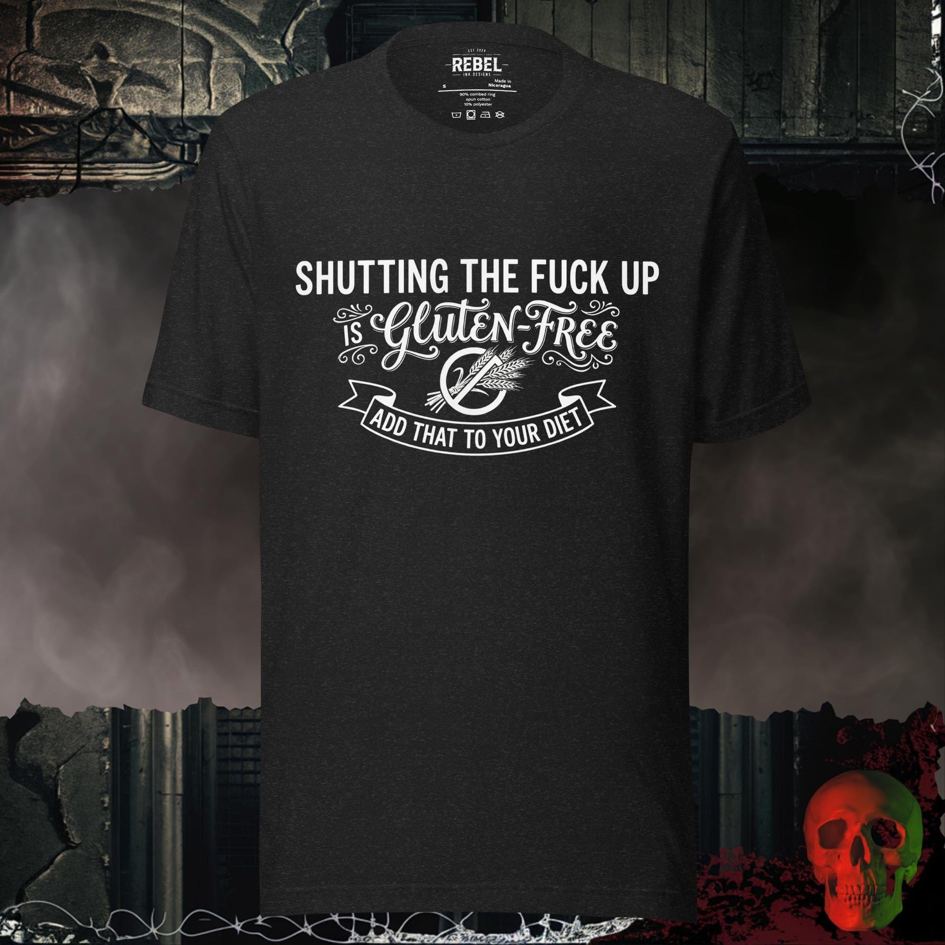 T-Shirt Black Heather / S Shutting Up Is Gluten-Free Tee