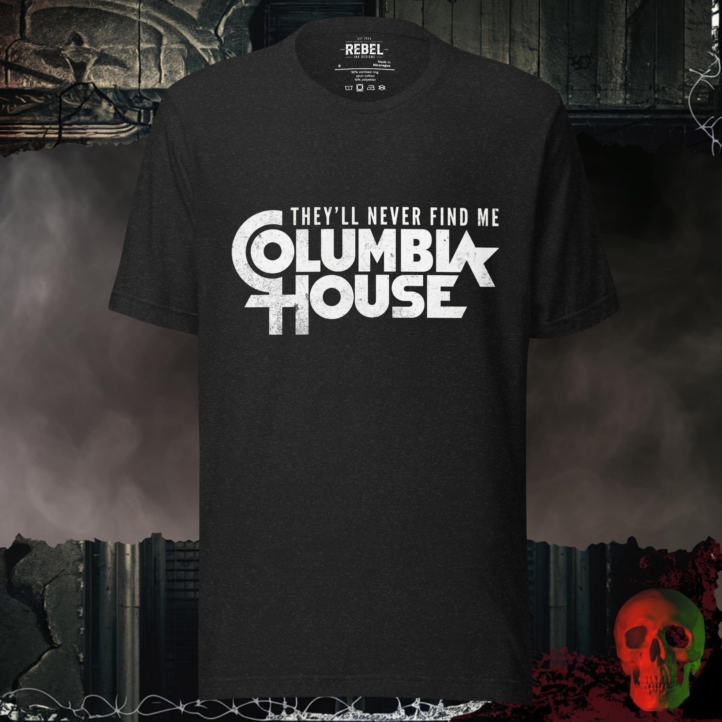 T-Shirt Black Heather / S They’ll Never Find Me Columbia House Tee