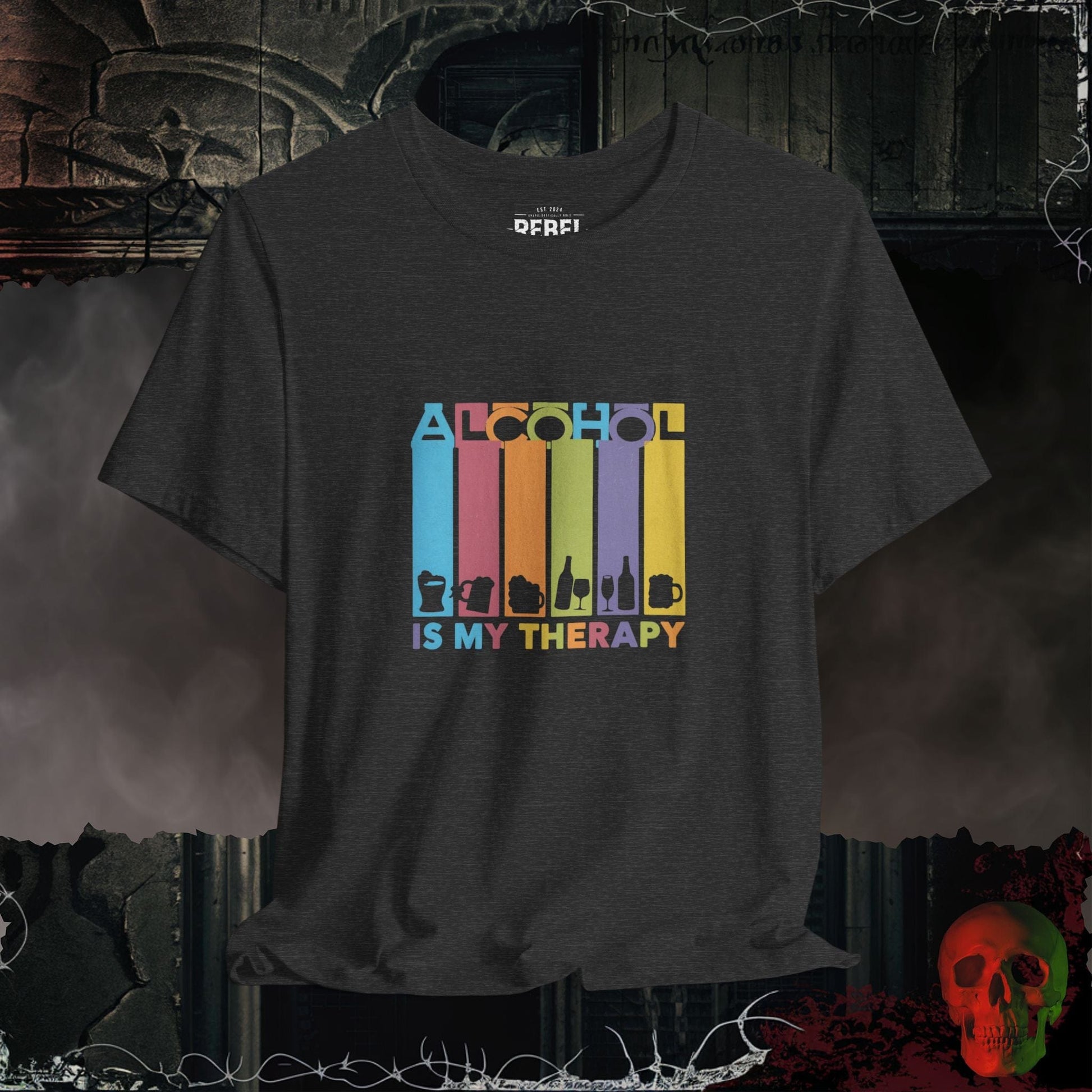 T-Shirt Dark Grey Heather / S Alcohol Therapy: The Ultimate Happy Hour Tee