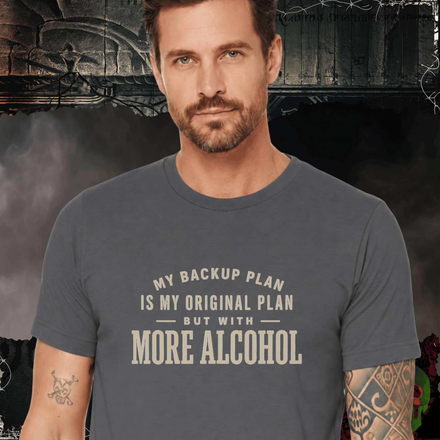 T-Shirt Dark Grey Heather / S Backup Plan -More Booze