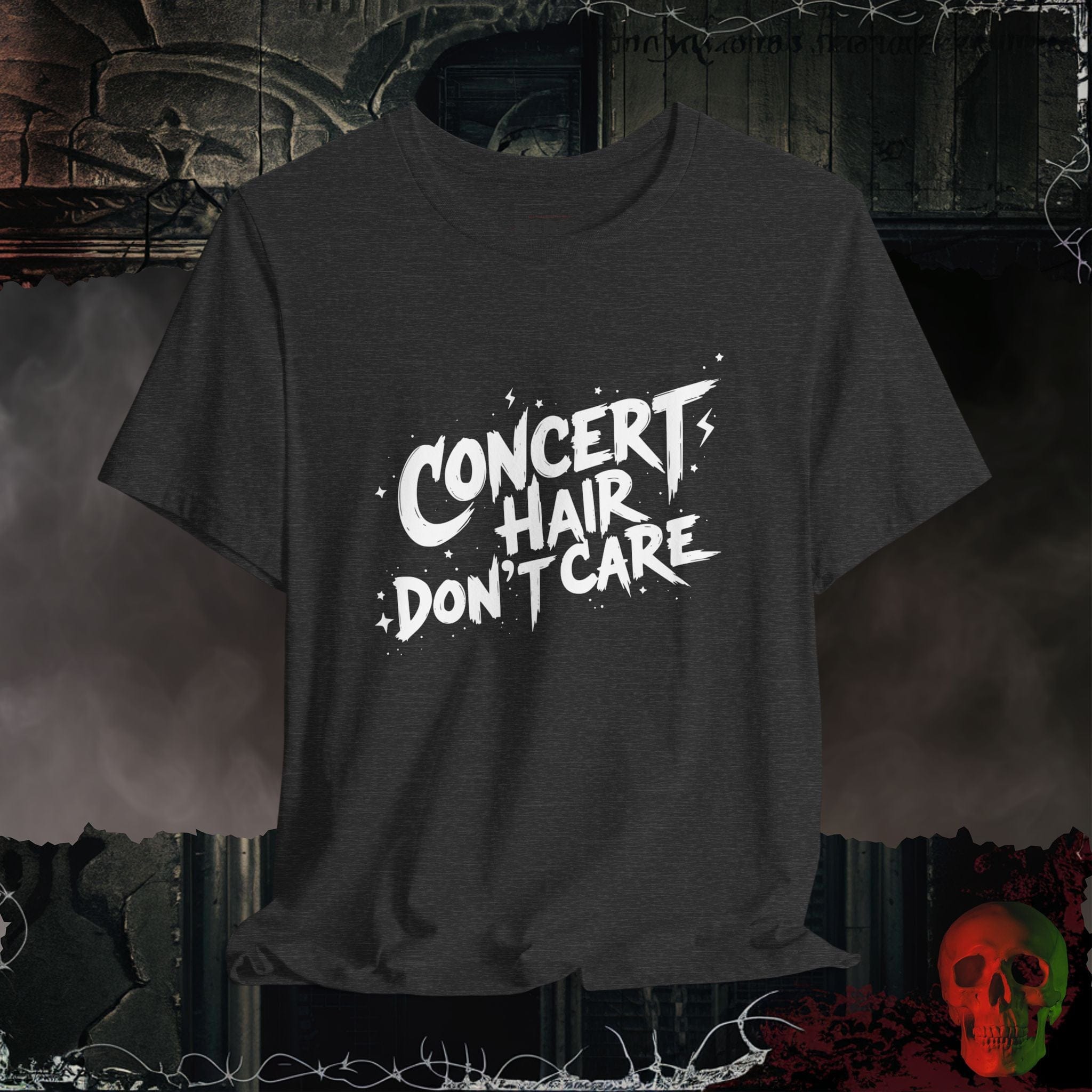 T-Shirt Dark Grey Heather / S Concert Hair Don’t Care T-Shirt