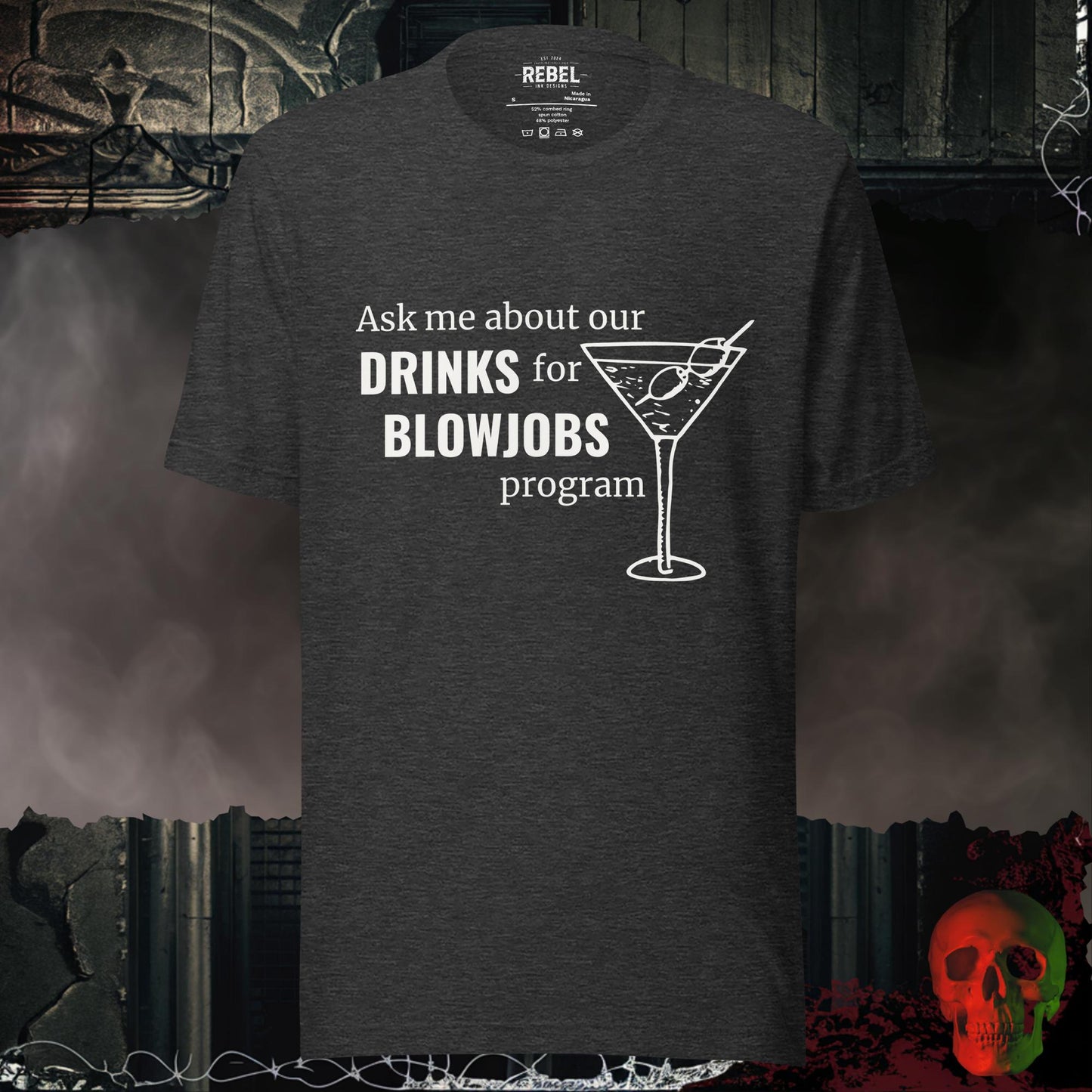 T-Shirt Dark Grey Heather / S Drinks for Bl@wjobs Tee