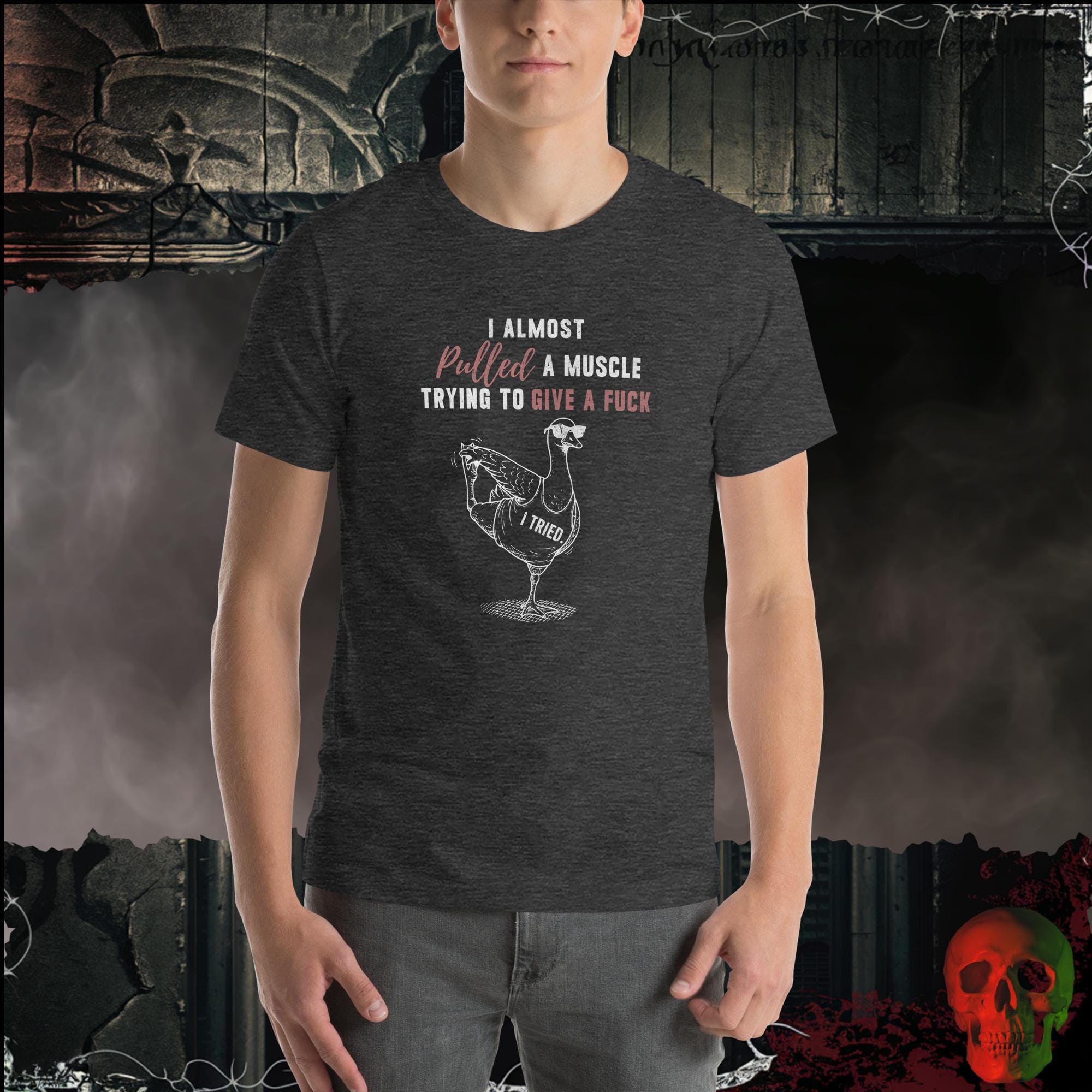 T-Shirt Dark Grey Heather / S I Almost Pulled a Muscle Graphic Tee | Rebel Ink Designs