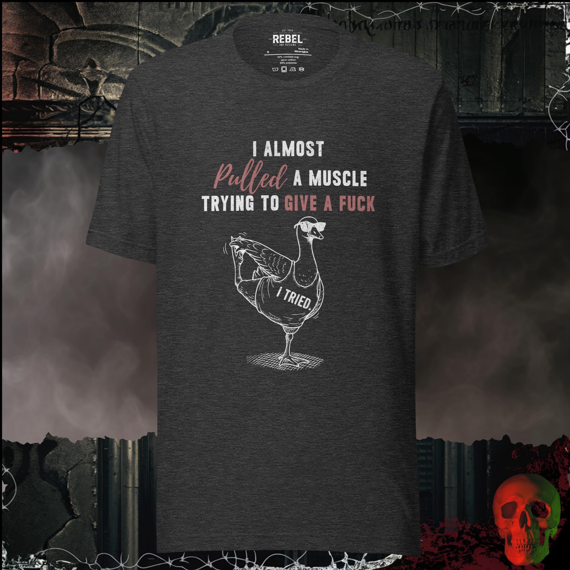 T-Shirt Dark Grey Heather / S I Almost Pulled a Muscle Graphic Tee | Rebel Ink Designs