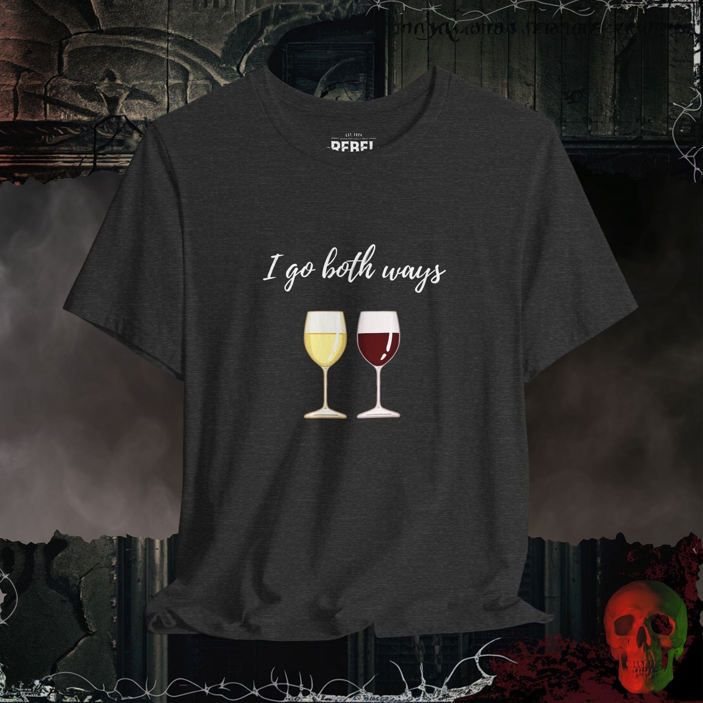 T-Shirt Dark Grey Heather / S I Go Both Ways Wine Tee