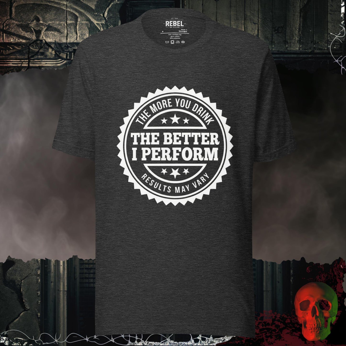 T-Shirt Dark Grey Heather / S More Drinking Better Performance Tee