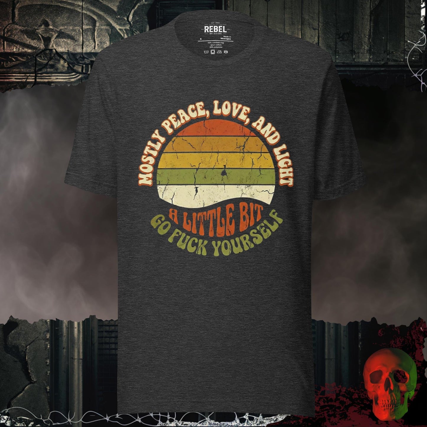 T-Shirt Dark Grey Heather / S Mostly Peace, Love and Light Tee