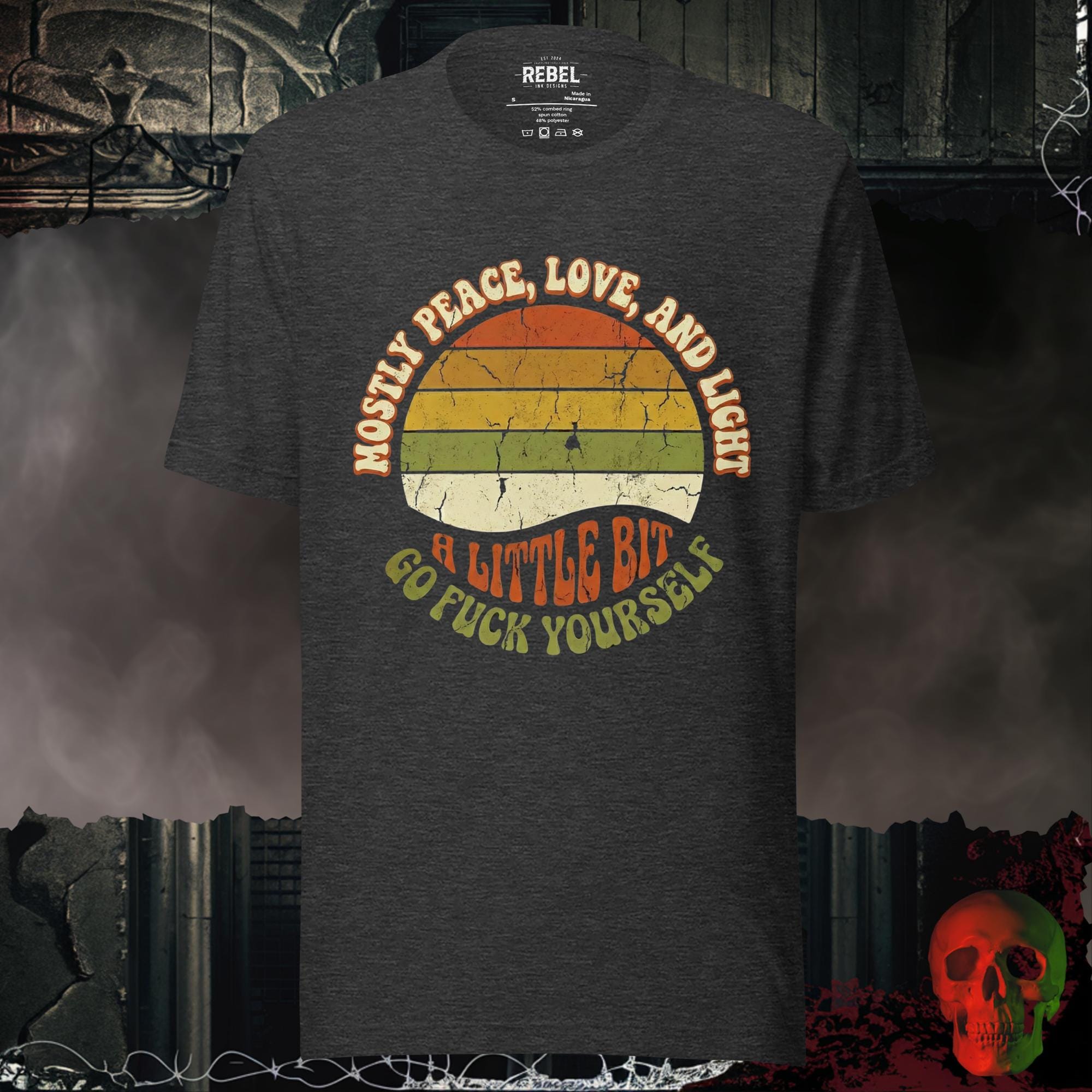 T-Shirt Dark Grey Heather / S Mostly Peace, Love and Light Tee