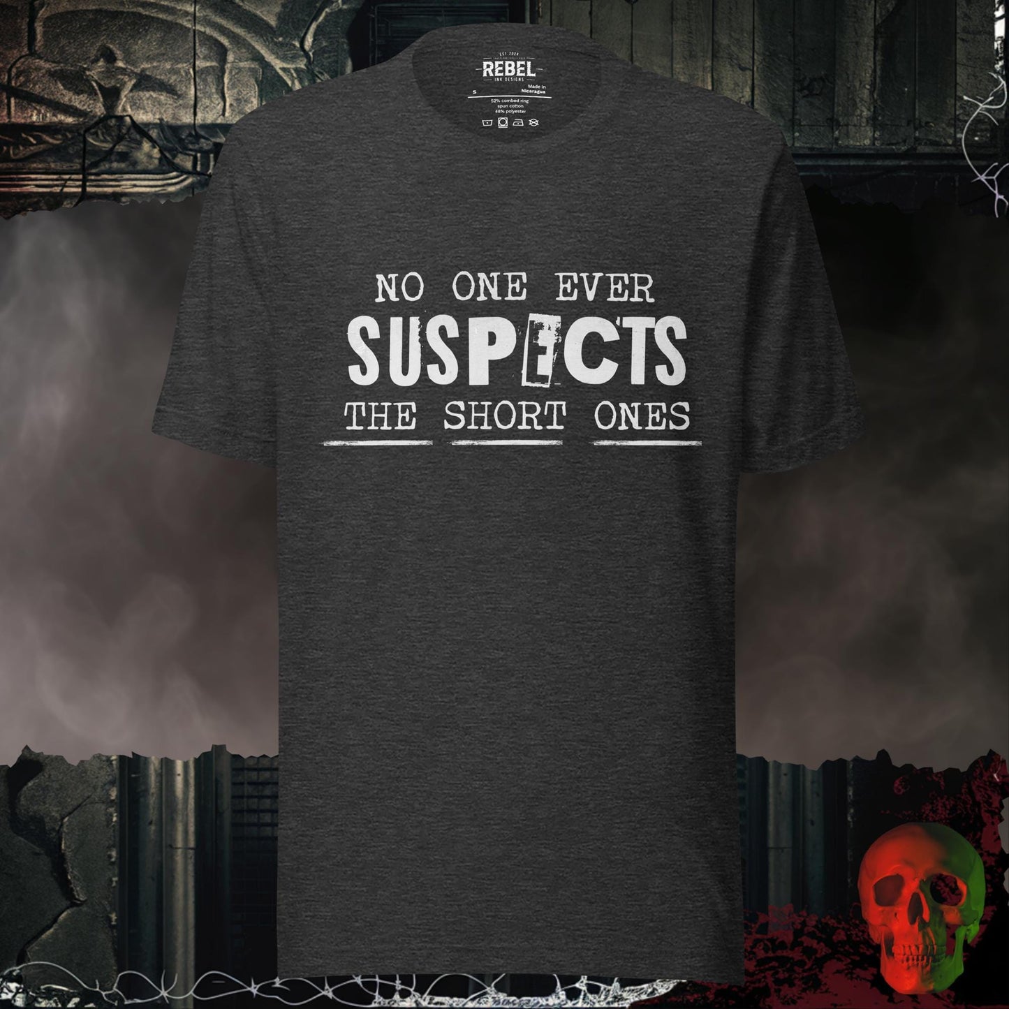T-Shirt Dark Grey Heather / S No One Ever Suspects Tee