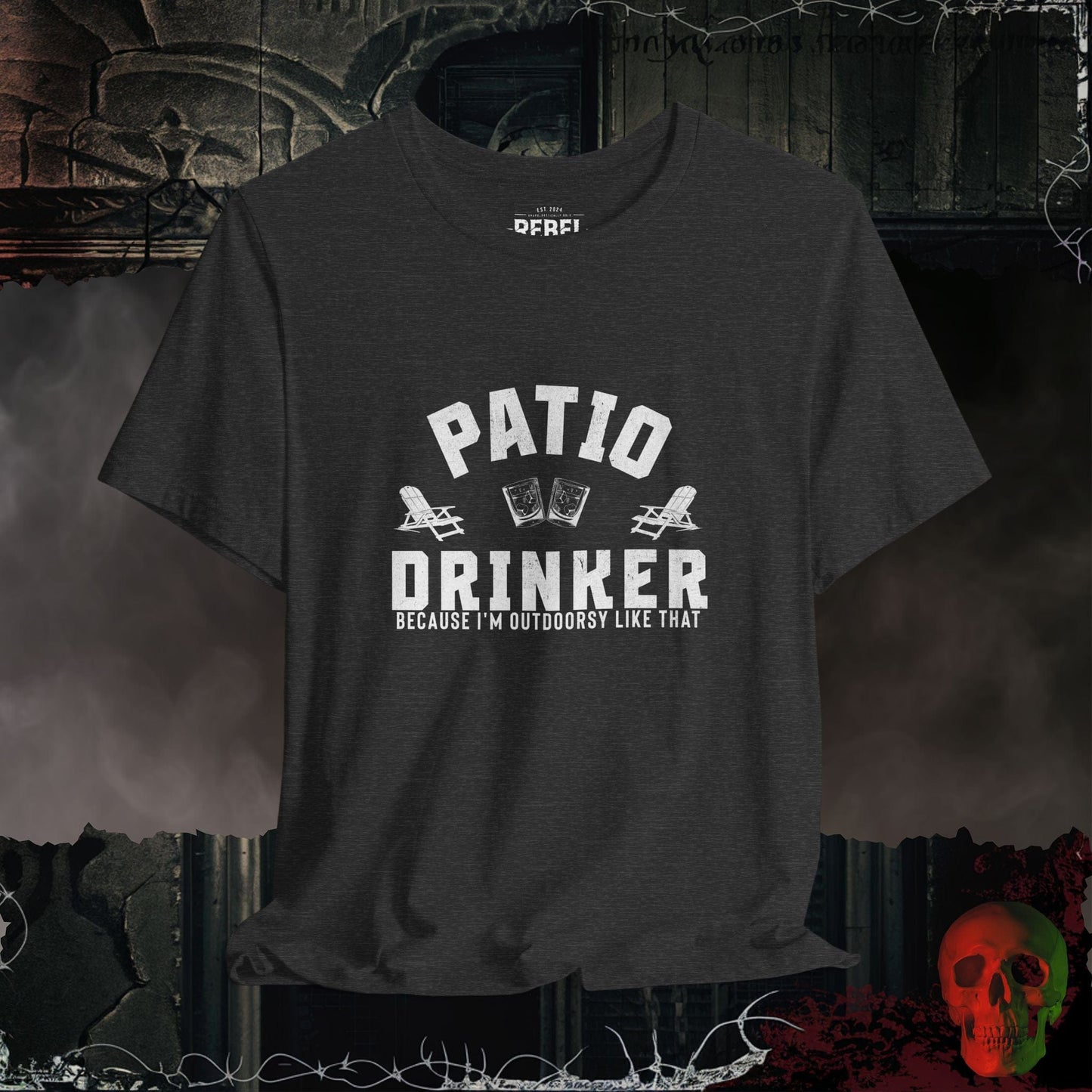 T-Shirt Dark Grey Heather / S Patio Drinker – Outdoorsy Edition Tee