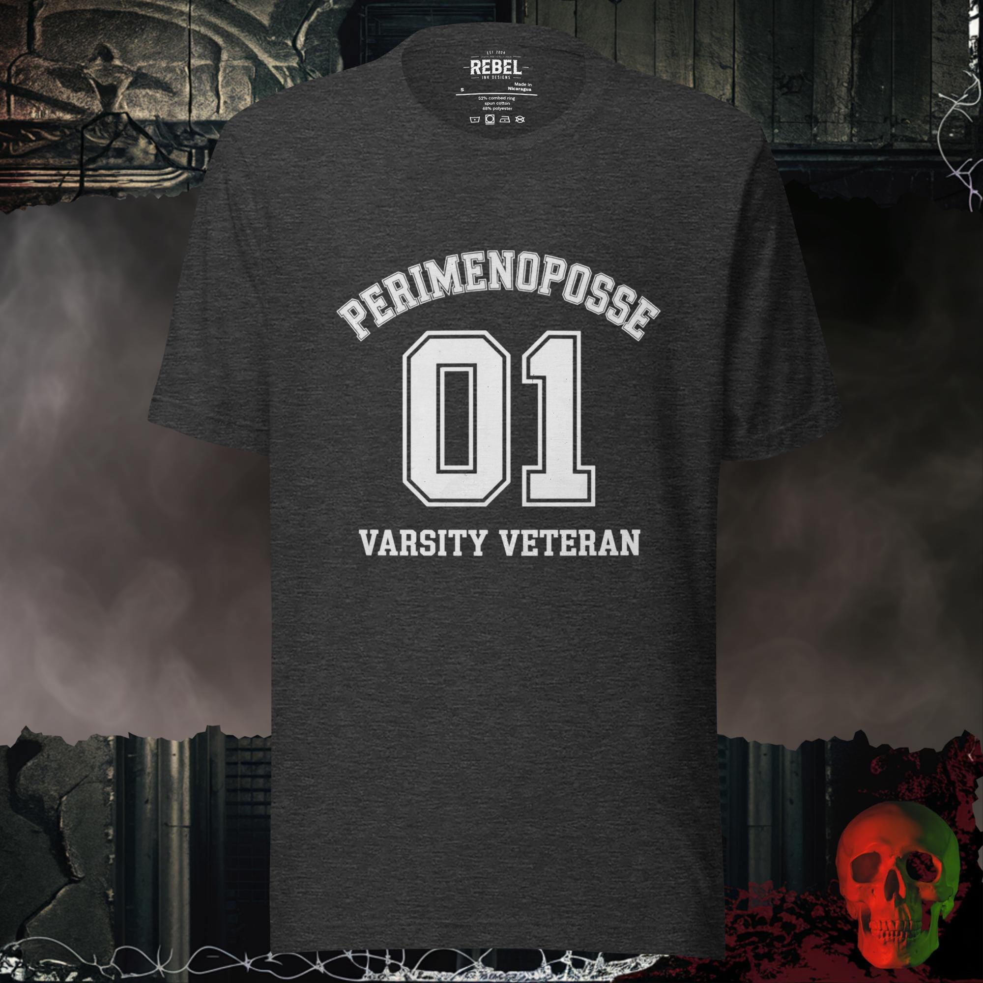 T-Shirt Dark Grey Heather / S Perimenoposse Varsity Veteran Tee
