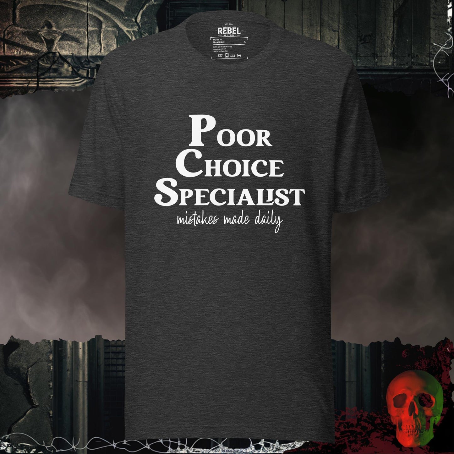 T-Shirt Dark Grey Heather / S Poor Choice Specialist Tee
