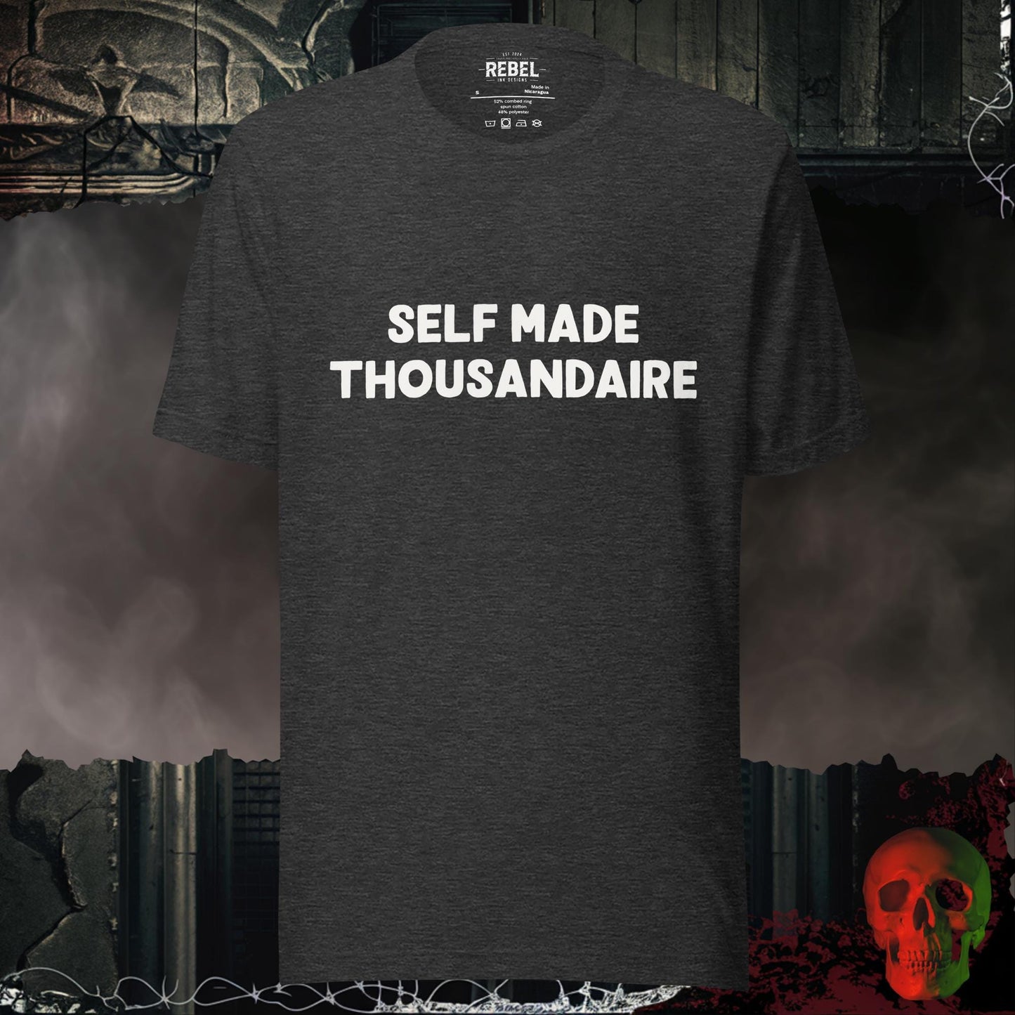 T-Shirt Dark Grey Heather / S Self Made Thousandaire Tee