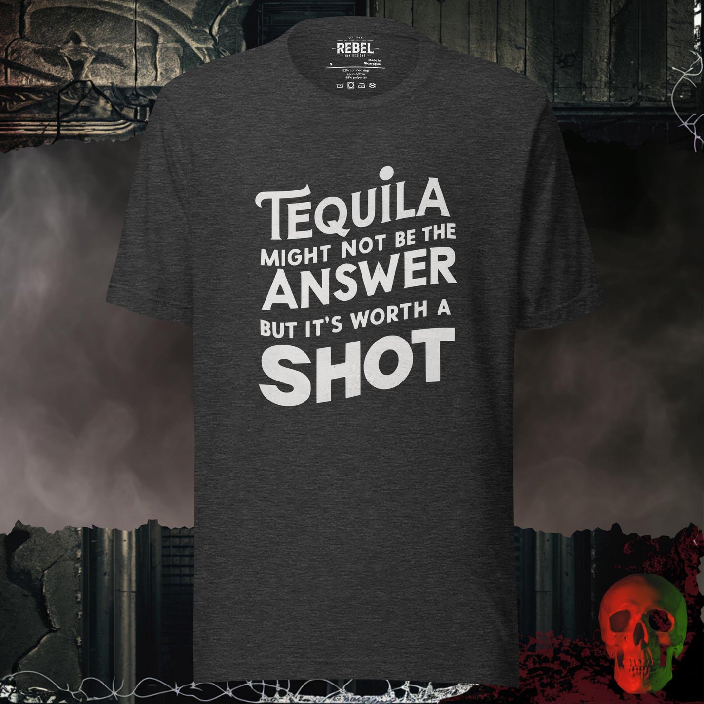 T-Shirt Dark Grey Heather / S Tequilla is a Decision Tee