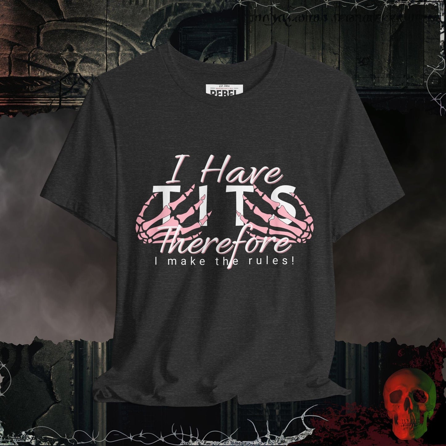 T-Shirt Dark Grey Heather / S Tits = Power