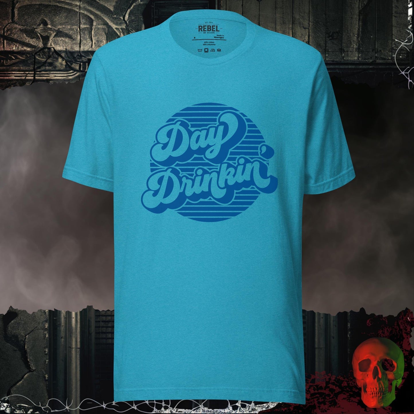 T-Shirt Heather Aqua / S Day Drinkin’ Graphic Tee Retro Bold Party Shirt