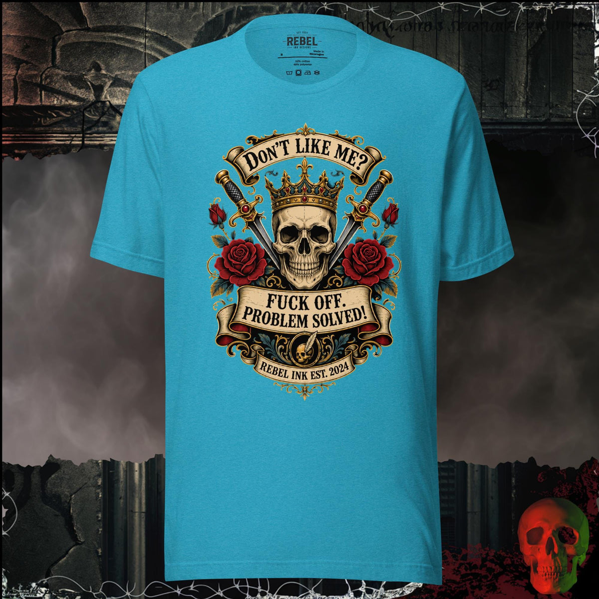 T-Shirt Heather Aqua / S Don't Like Me? F*ck Off. Problem Solved Graphic Tee | Rebel Ink Designs