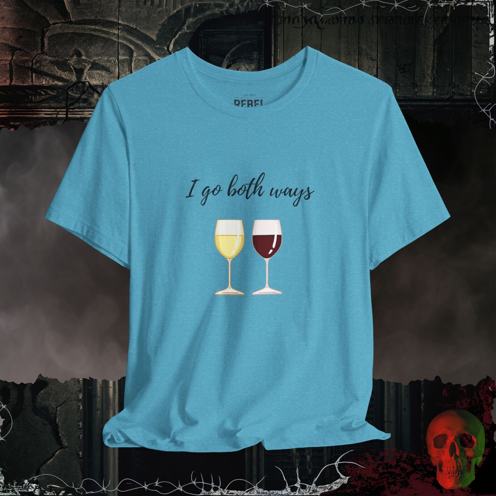 T-Shirt Heather Aqua / S I Go Both Ways Wine Tee