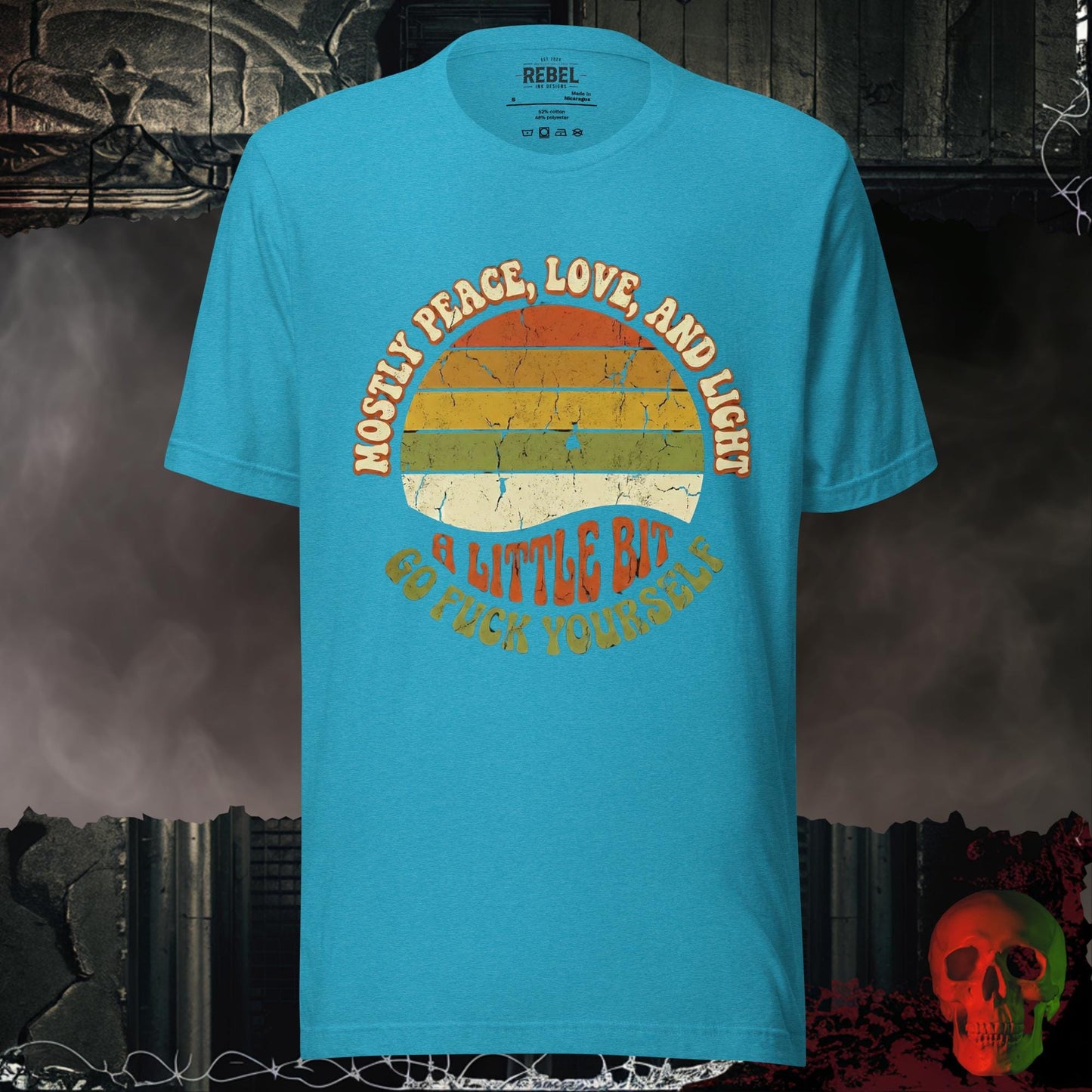 T-Shirt Heather Aqua / S Mostly Peace, Love and Light Tee