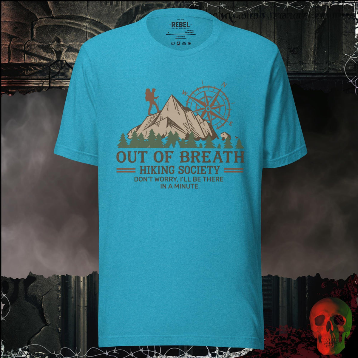 T-Shirt Heather Aqua / S Out of Breath Hiking Society Graphic Tee | Rebel Ink Designs