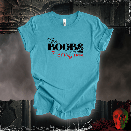 T-Shirt Heather Aqua / S Real Boobs | Fake Smile Tee