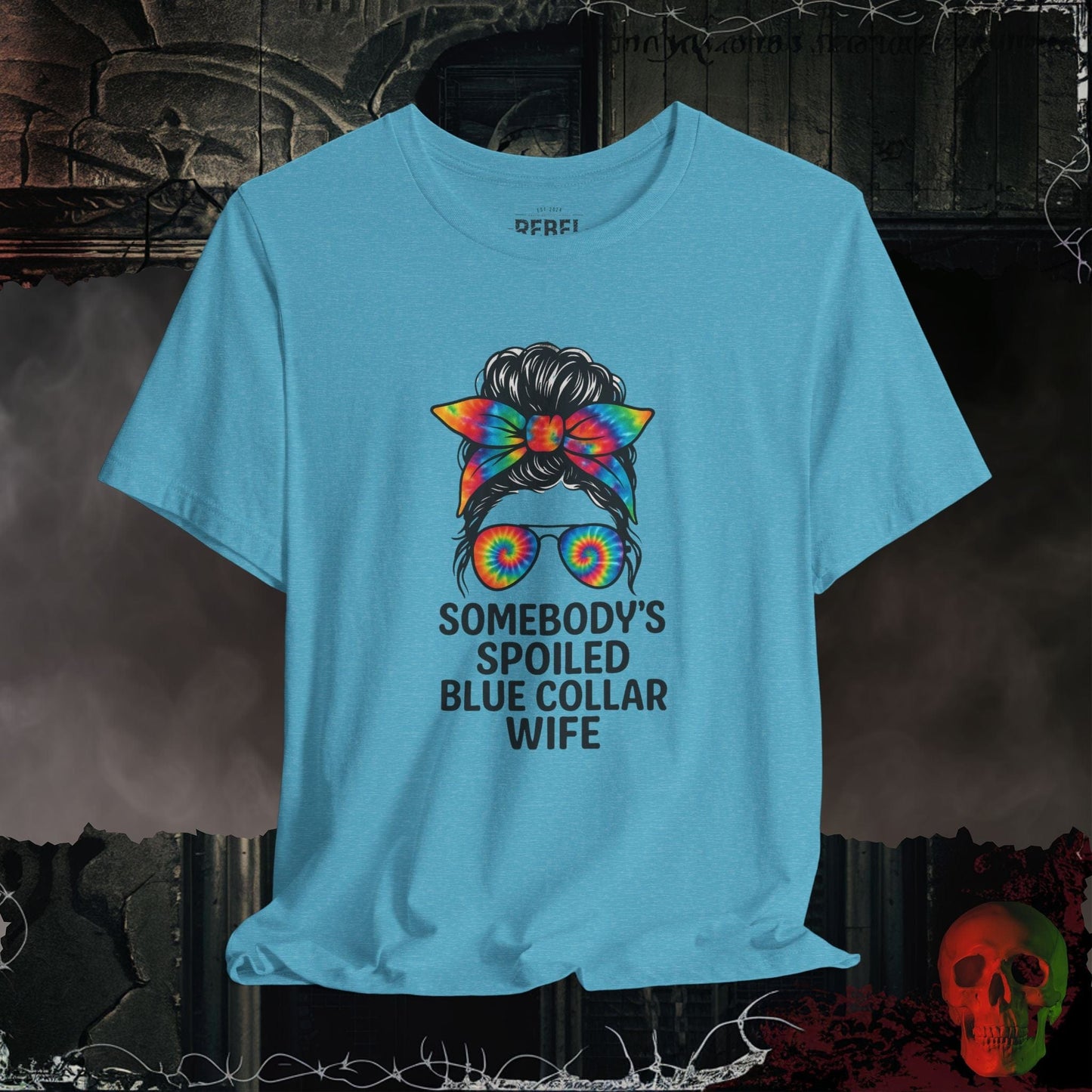 T-Shirt Heather Aqua / S Spoiled Blue Collar Wife Tee