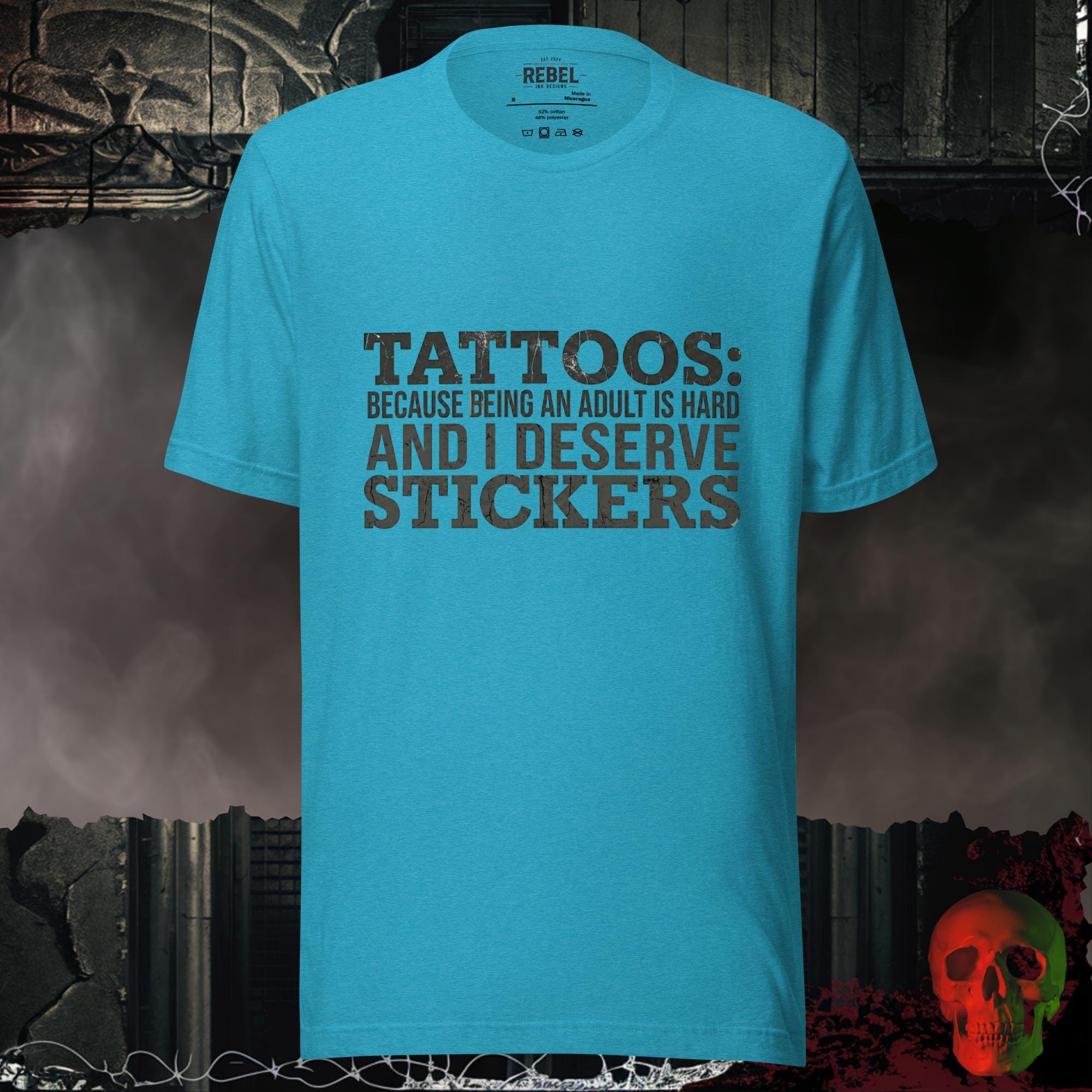 T-Shirt Heather Aqua / S Tattoos Are Just Stickers Graphic Tee | Rebel Ink Designs