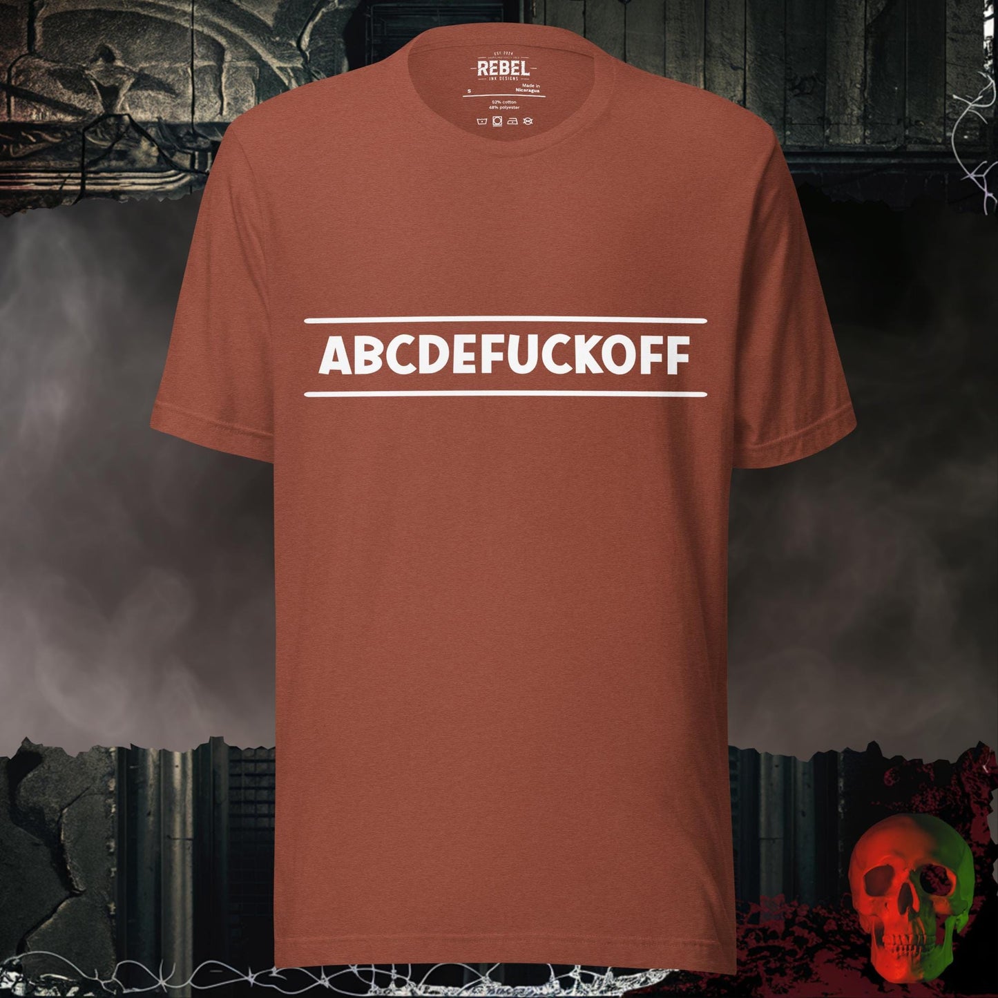 T-Shirt Heather Clay / S ABCDEFUCKOFF Graphic Tee Bold Sarcastic Statement Shirt