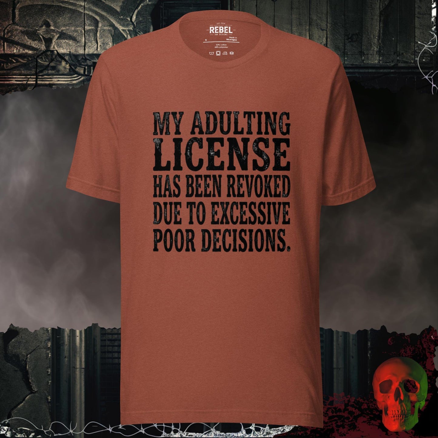 T-Shirt Heather Clay / S Adulting License Revoked Tee