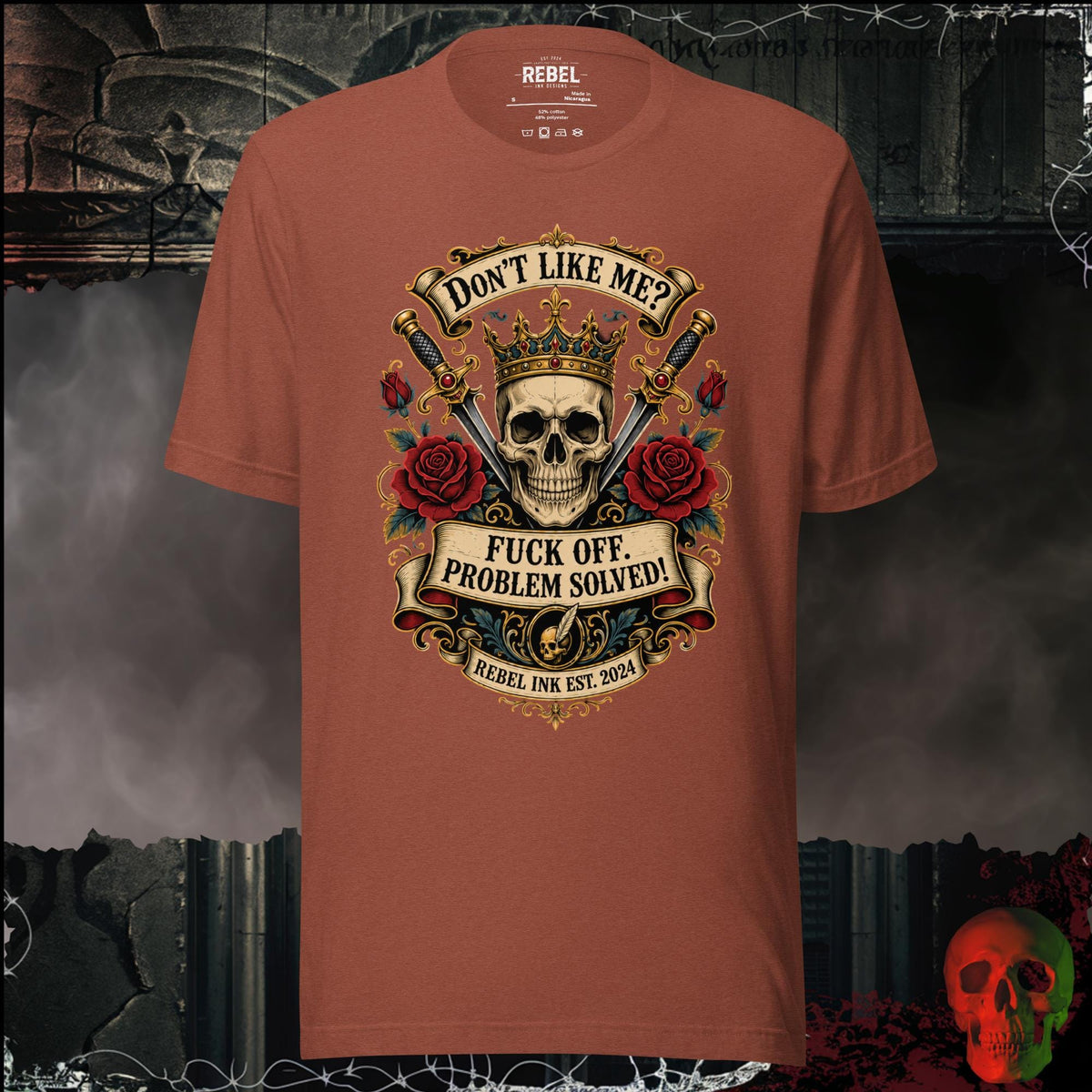 T-Shirt Heather Clay / S Don't Like Me? F*ck Off. Problem Solved Graphic Tee | Rebel Ink Designs