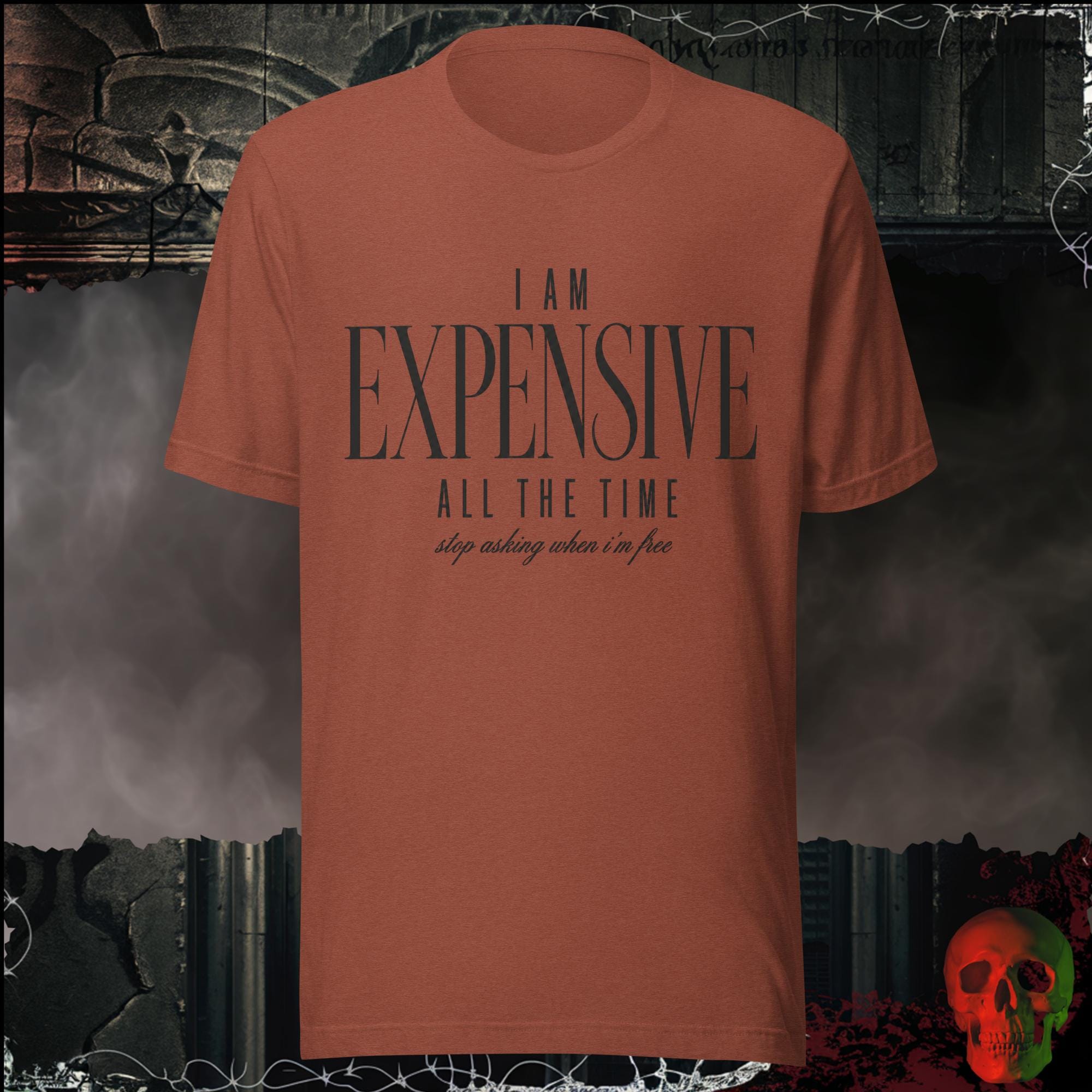 T-Shirt Heather Clay / S I Am Expensive All The Time Stop Asking When I'm Free Graphic Tee | Rebel Ink Designs