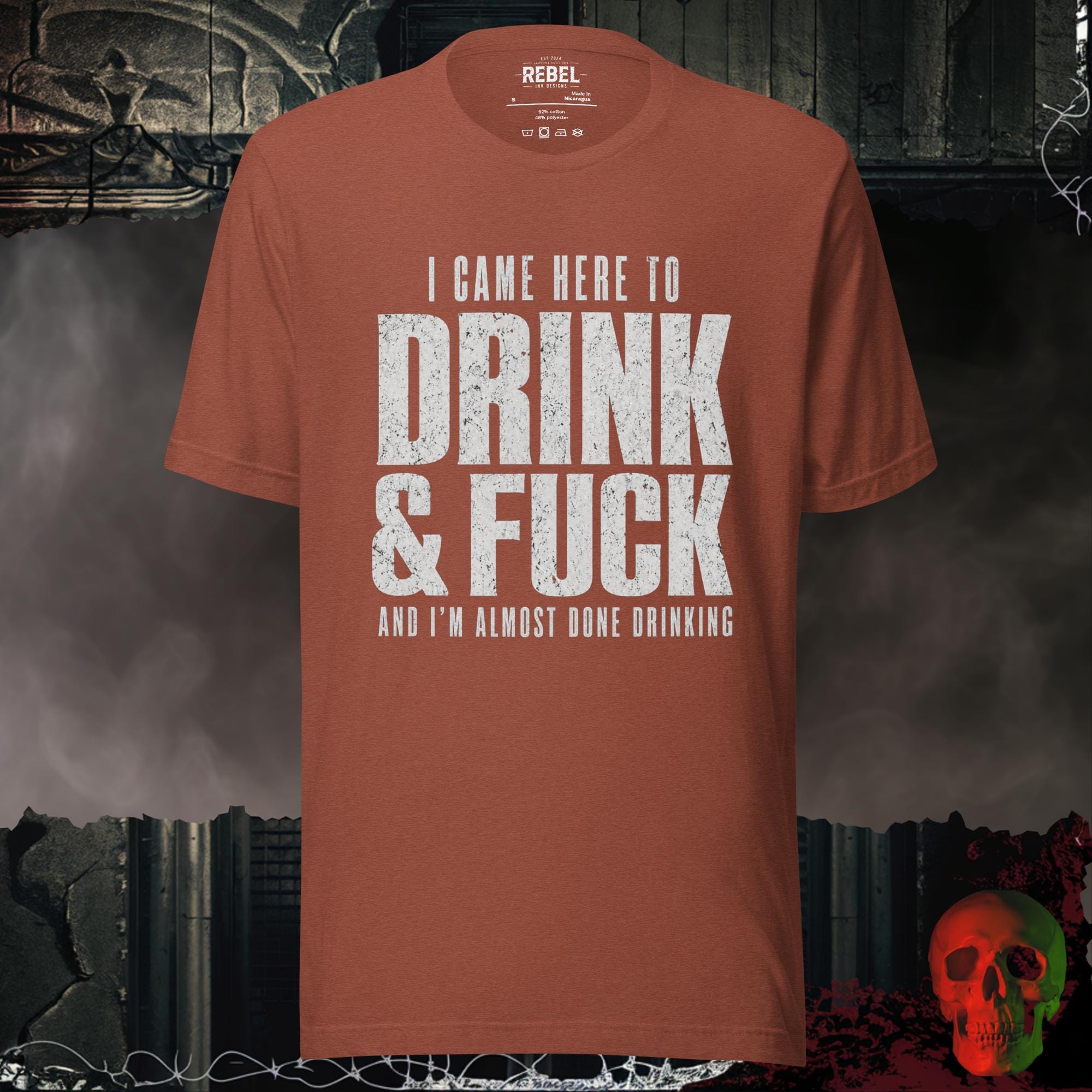 T-Shirt Heather Clay / S I Came Here to Drink & F**k Graphic Tee Bold Statement Shirt