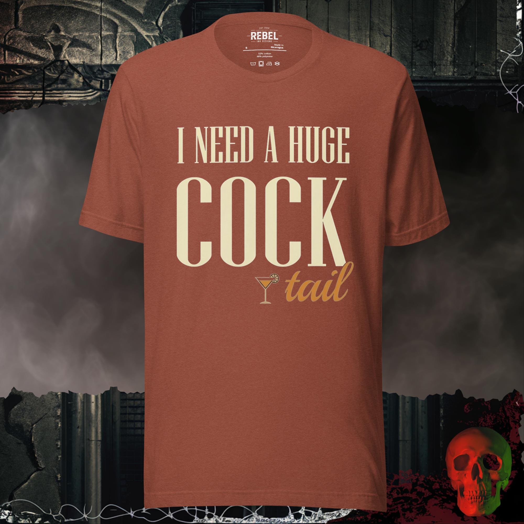 T-Shirt Heather Clay / S I Need a Huge Cocktail Bold Graphic Statement Tee | Rebel Ink