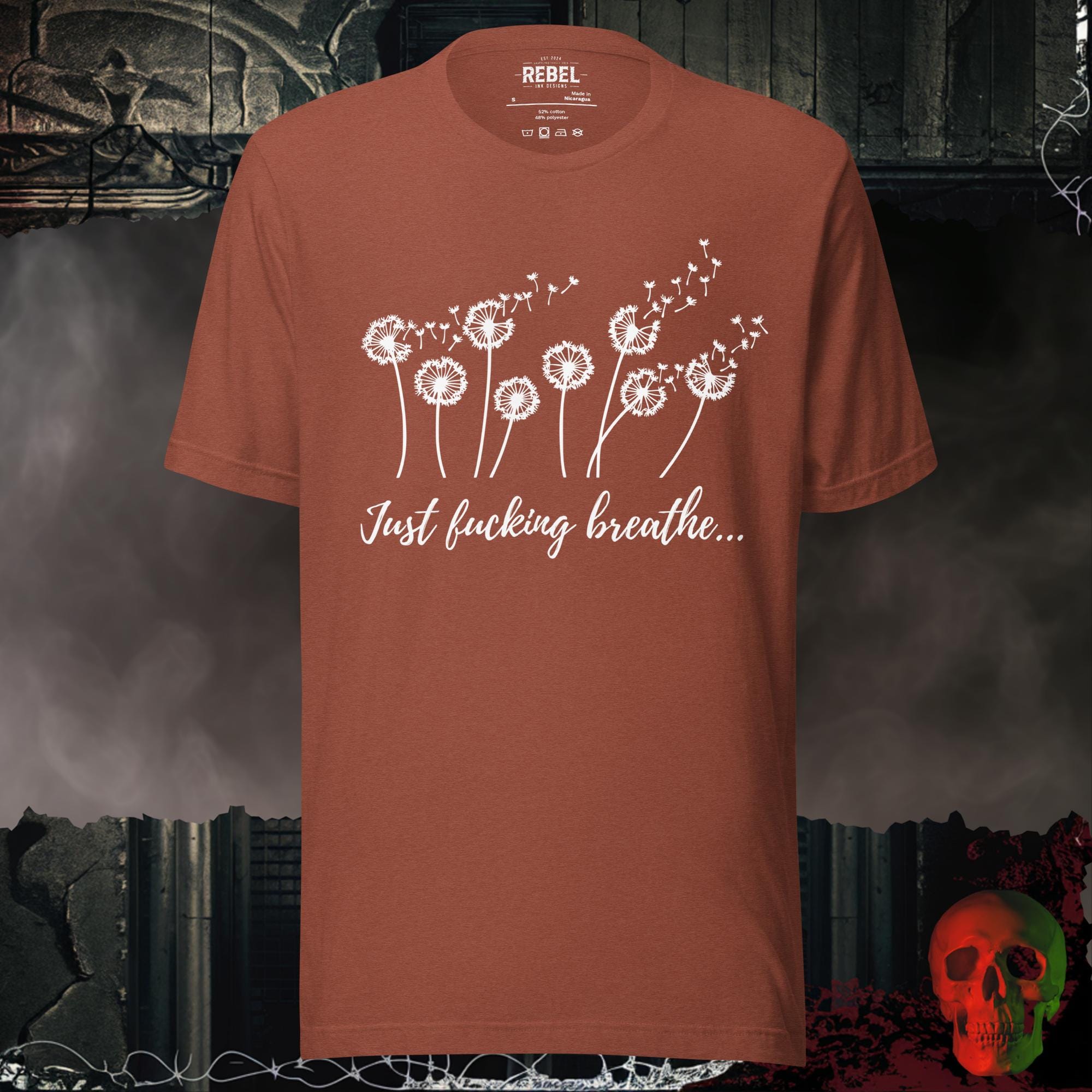 T-Shirt Heather Clay / S Just F*cking Breathe Graphic Tee | Rebel Ink Designs
