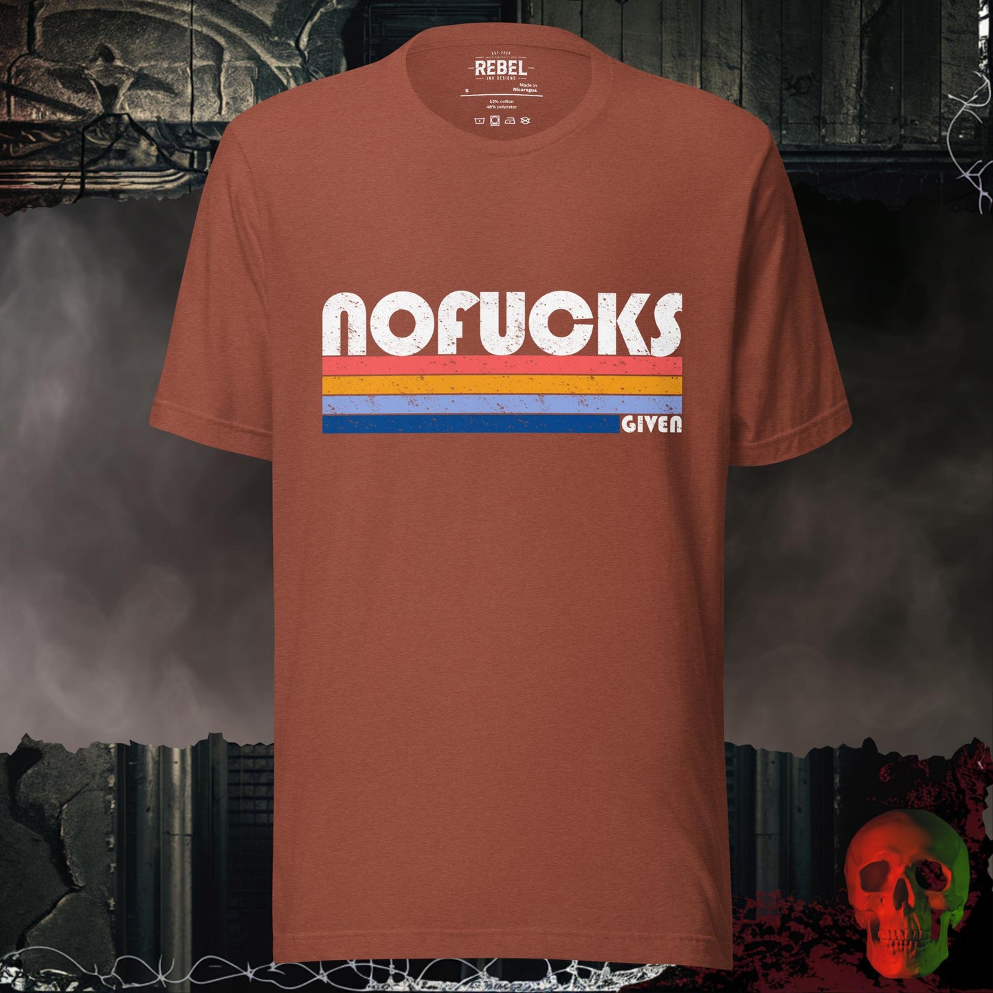 T-Shirt Heather Clay / S Retro No F*cks Given T-Shirt