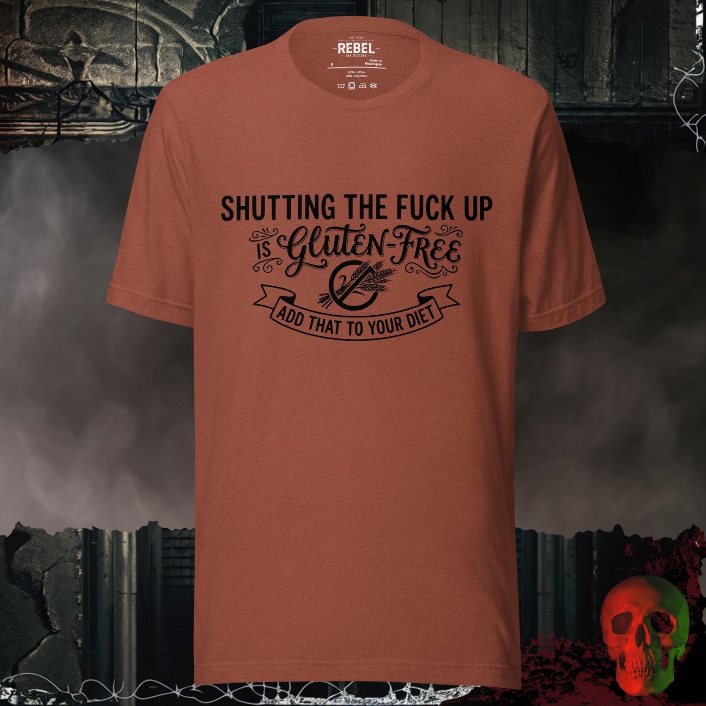 T-Shirt Heather Clay / S Shutting Up Is Gluten-Free Tee