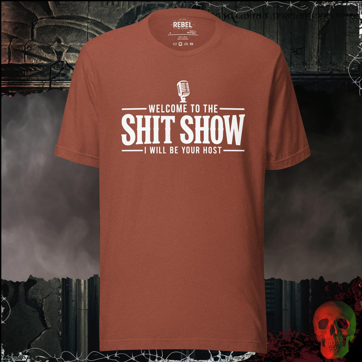 T-Shirt Heather Clay / S Welcome to the Shit Show, I Will Be Your Host Graphic Tee | Rebel Ink Designs